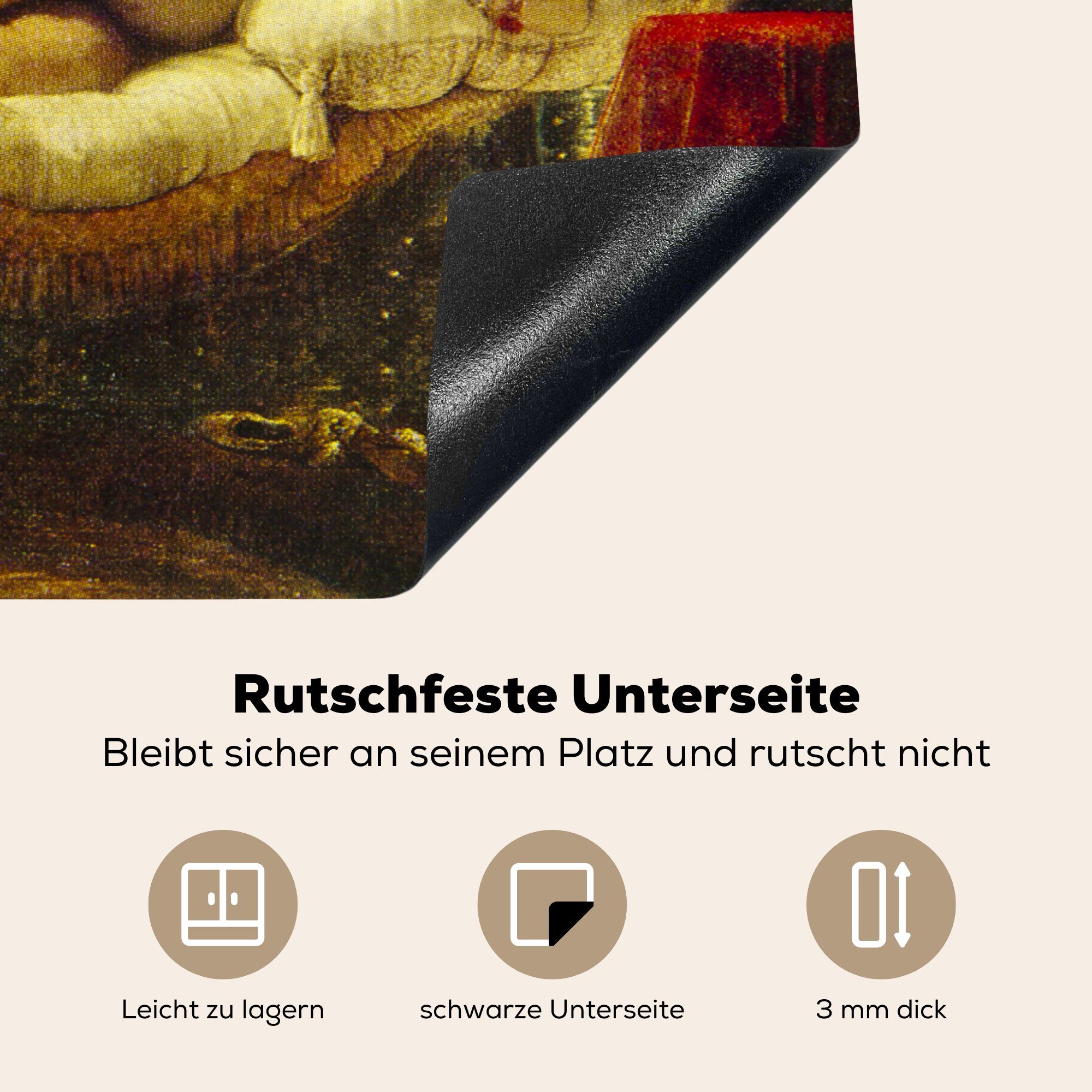 MuchoWow Herdblende-/Abdeckplatte Danaë - Rembrandt cm, Ceranfeldabdeckung van Induktionsmatte für Rijn, tlg), die 59x52 küche, (1 Vinyl
