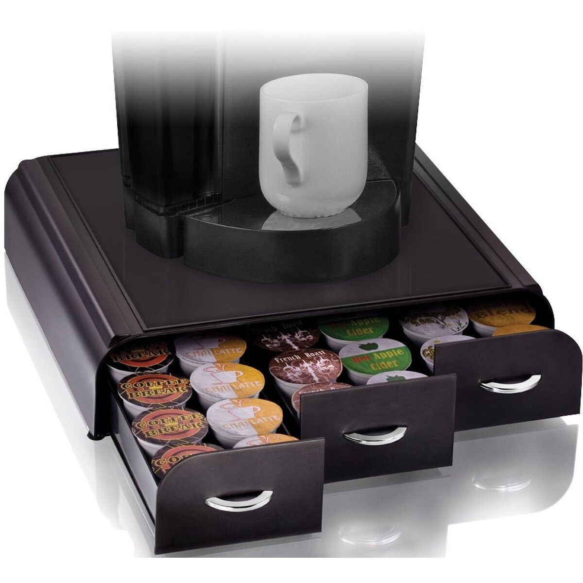 CEP Geschirr-Set Dispenser für Kaffeekapseln 3 Schubfächer 34,2x32,7x6,9cm schwarz