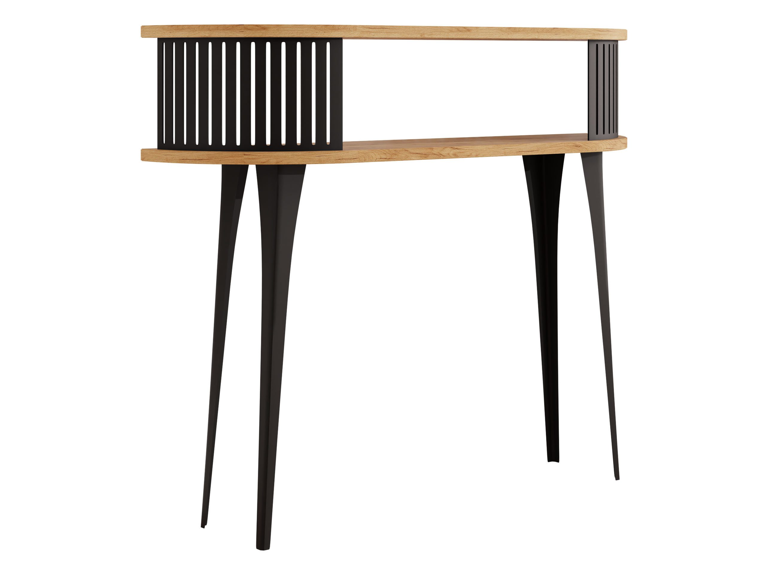 MIRJAN24 Konsolentisch Roenni Oval (mit Regal), 100x25x86 cm, Beine und Seiten aus Stahl