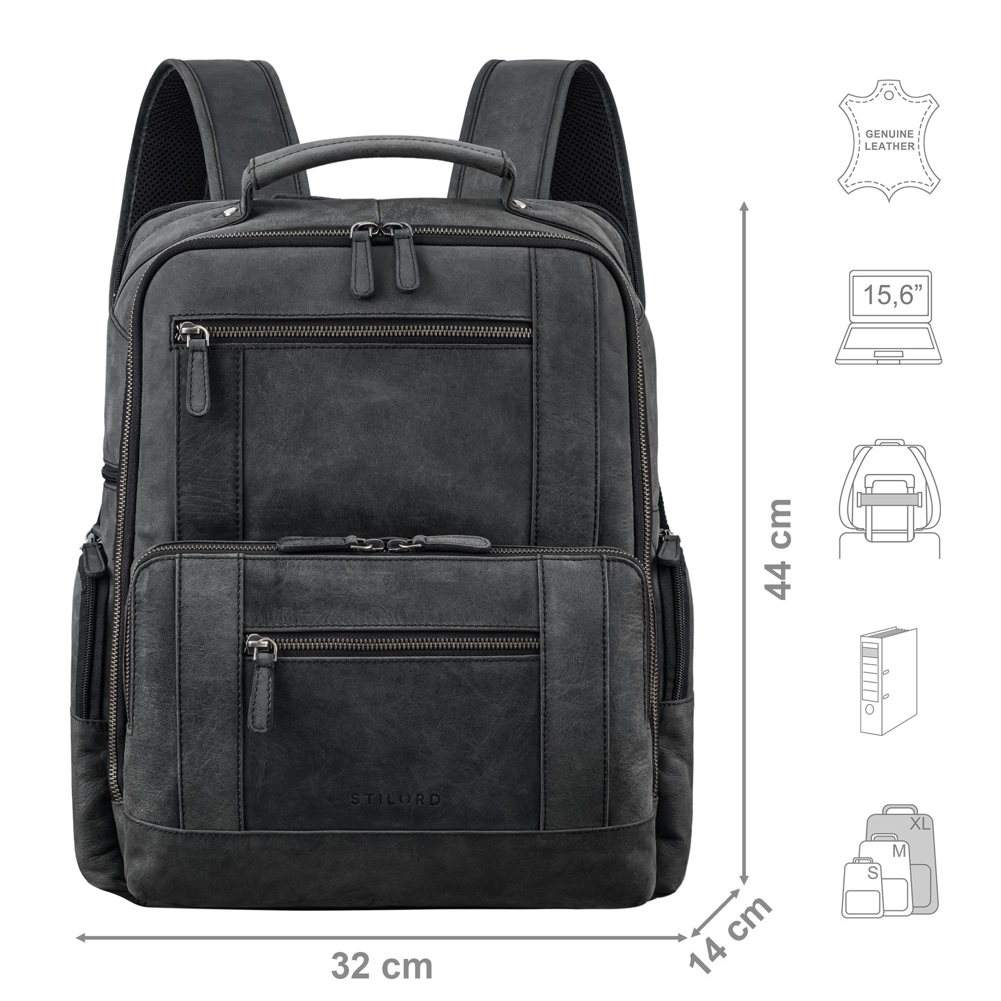 STILORD Notebookrucksack "Eike" Modischer Laptoprucksack 15,6 Zoll Leder