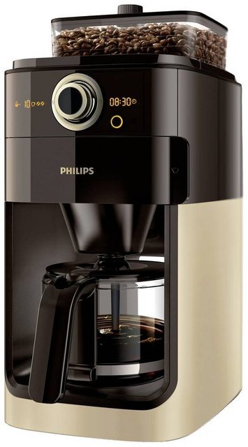 Philips Filterkaffeemaschine Philips Grind & Brew HD7768/90 Kaffeemaschine Champagner Fassungsverm