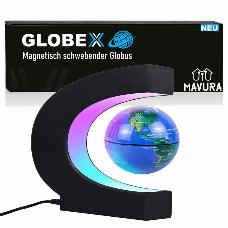 MAVURA Globus GLOBEX Schwebender magnet Globus Weltkugel, magnetischer Globus schwebend rotierende Erde mit LED-Licht