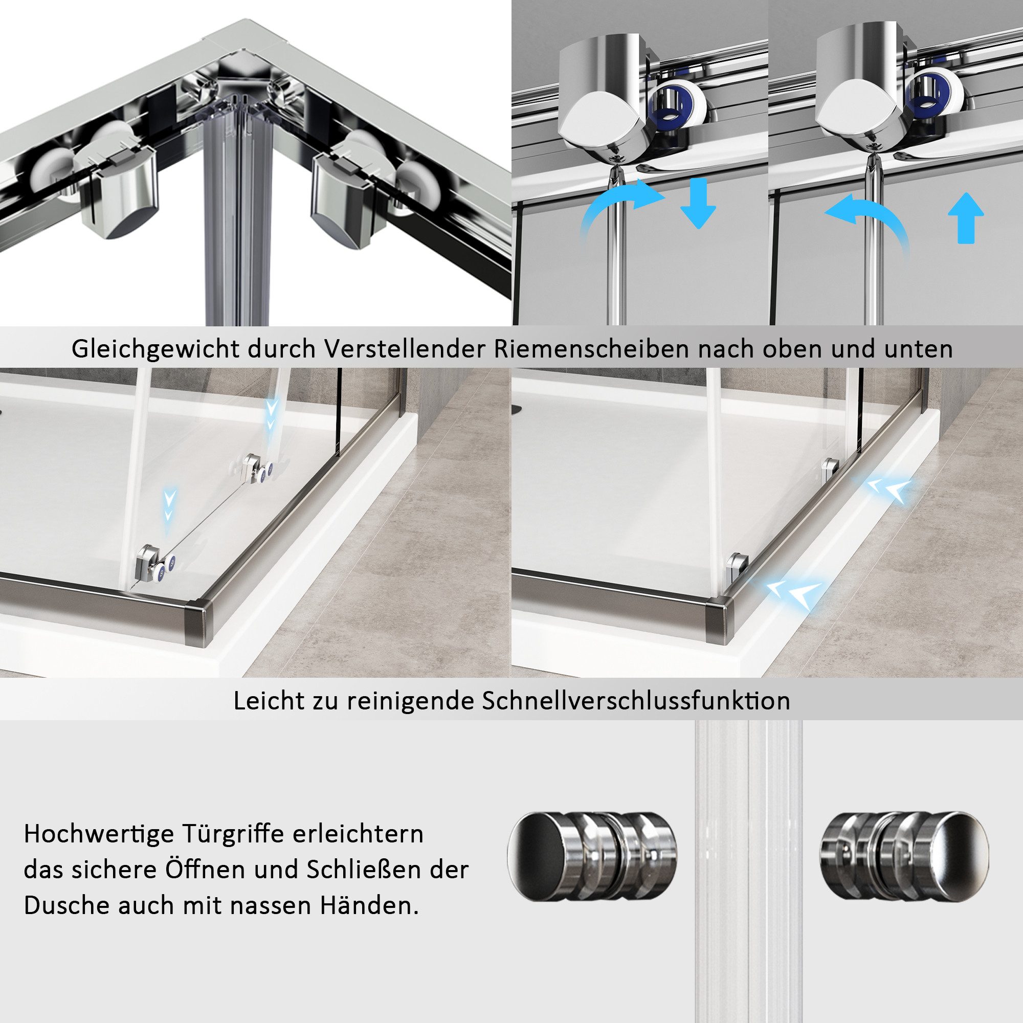 Hopibath Eckdusche Duschkabine 80x100 100x80 Eckeinstieg Schiebetür, BxT: 80x100 cm, 5mm Sicherheitsglas, Duschabtrennung, Schwarz / Chrom / Milchglas / Klarglas, (98-100) x (78-80)x185cm, Rechts-und Links montierbar