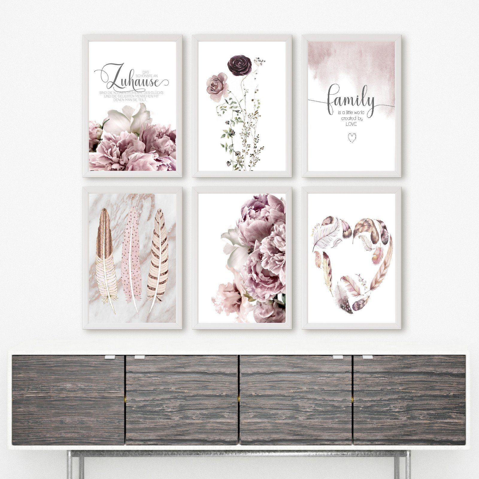 homestyle-accessoires Poster Bilder Wandbilder Bilderset DAS SCHÖNSTE AN ZUHAUSE... 6er SET, - Ohne Bilderrahmen - sorgfältige & sichere Verpackung