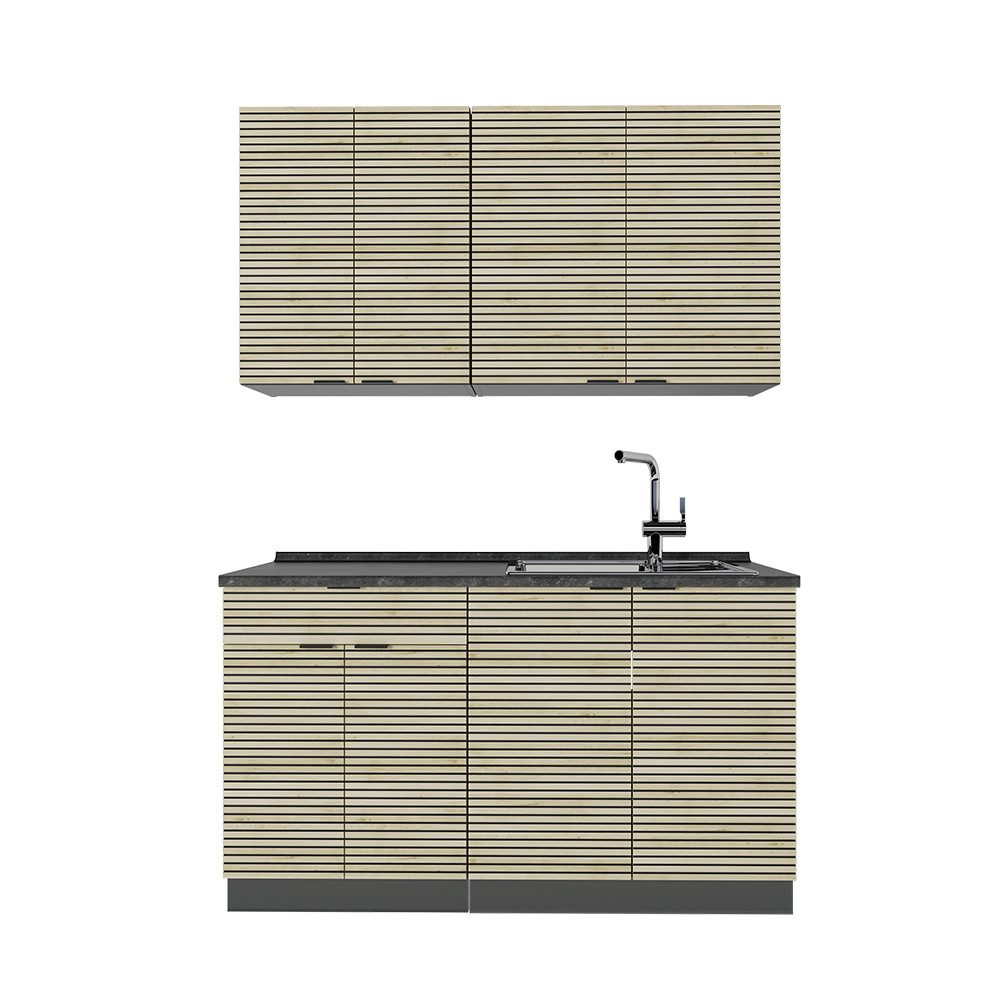 Vicco Küchenzeile R-Line, Beton/Weiß, 140 cm, günstig online kaufen