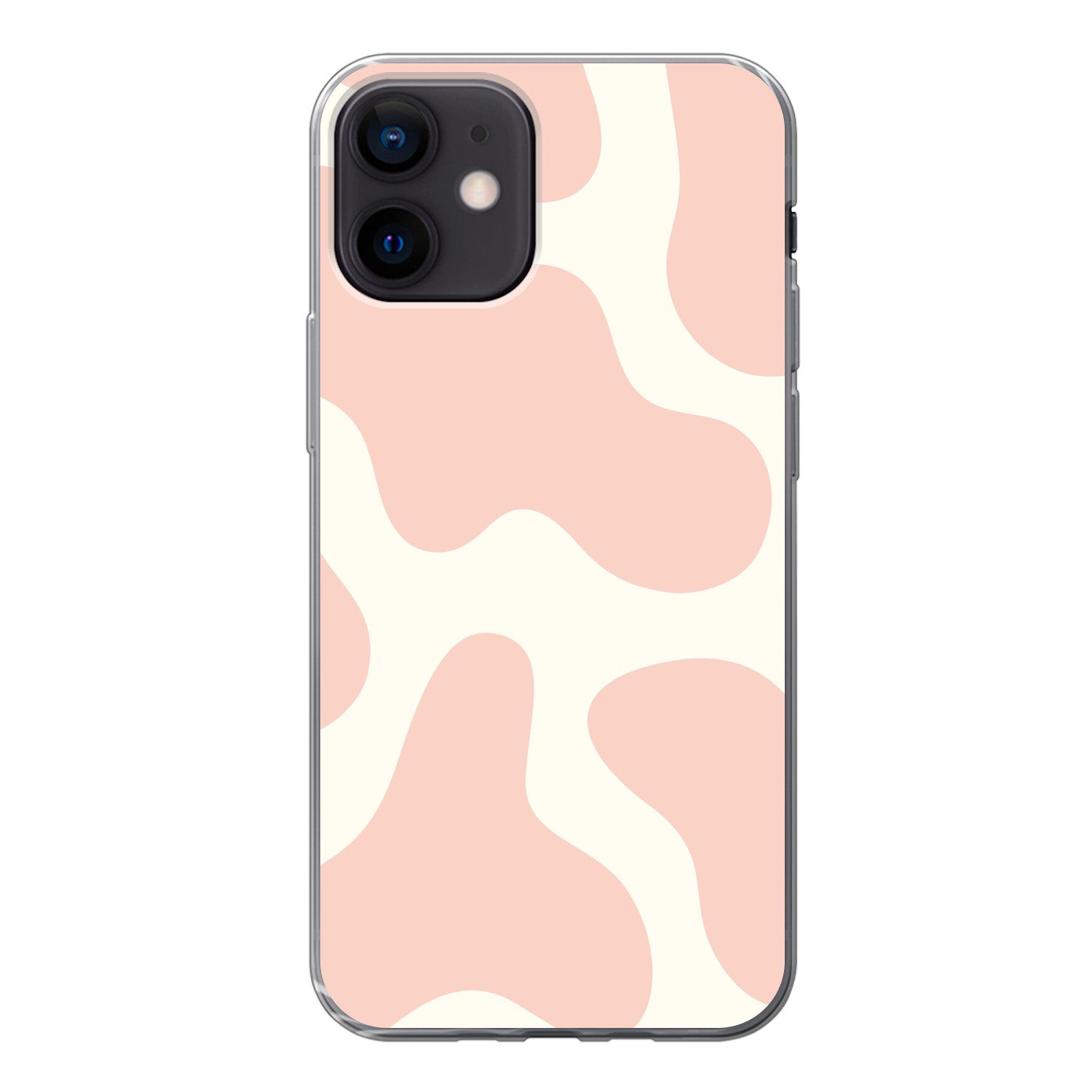 MuchoWow Handyhülle für Apple iPhone 12 Flecken - Weiß - Rosa - Muster - Minimalistisch, Smartphone-Bumper, Print, Handy Schutzhülle Dünn