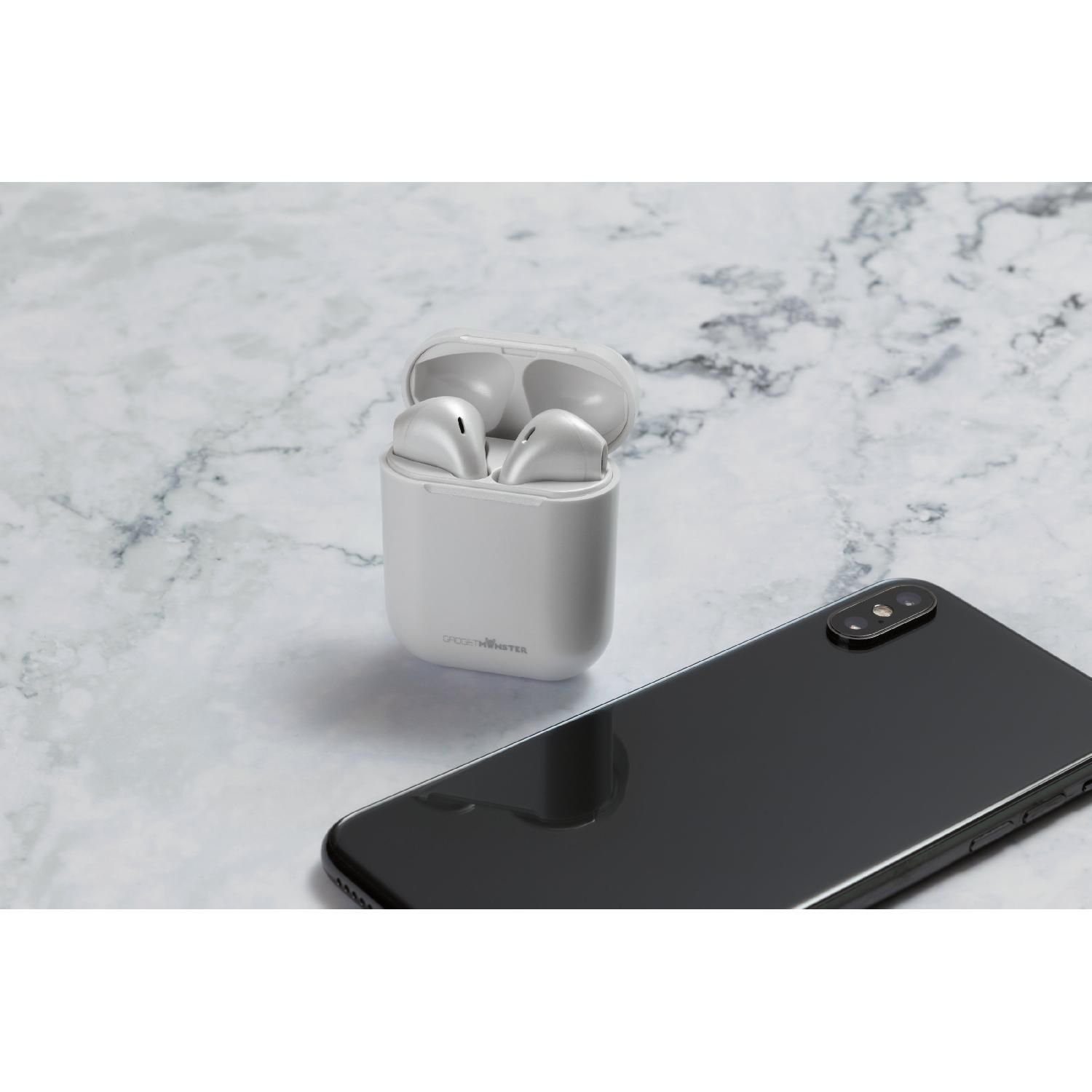 18 weiß 5 GadgetMonster Herstellergarantie) 10m Kopfhörer Kopfhörer bis Spielzeit zu In-Ear Std. TWS Bluetooth (inkl. Jahre