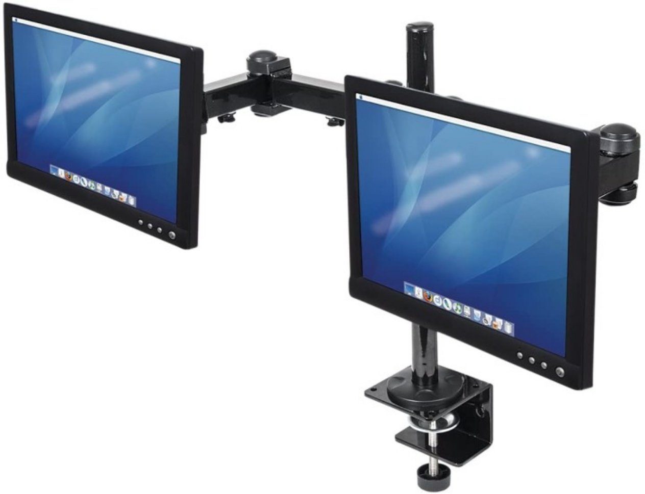 MANHATTAN 420808 Dual LCD TFT Monitor Tischhalterung mit 2 Armen für 2  Displays schwarz Monitor-Halterung