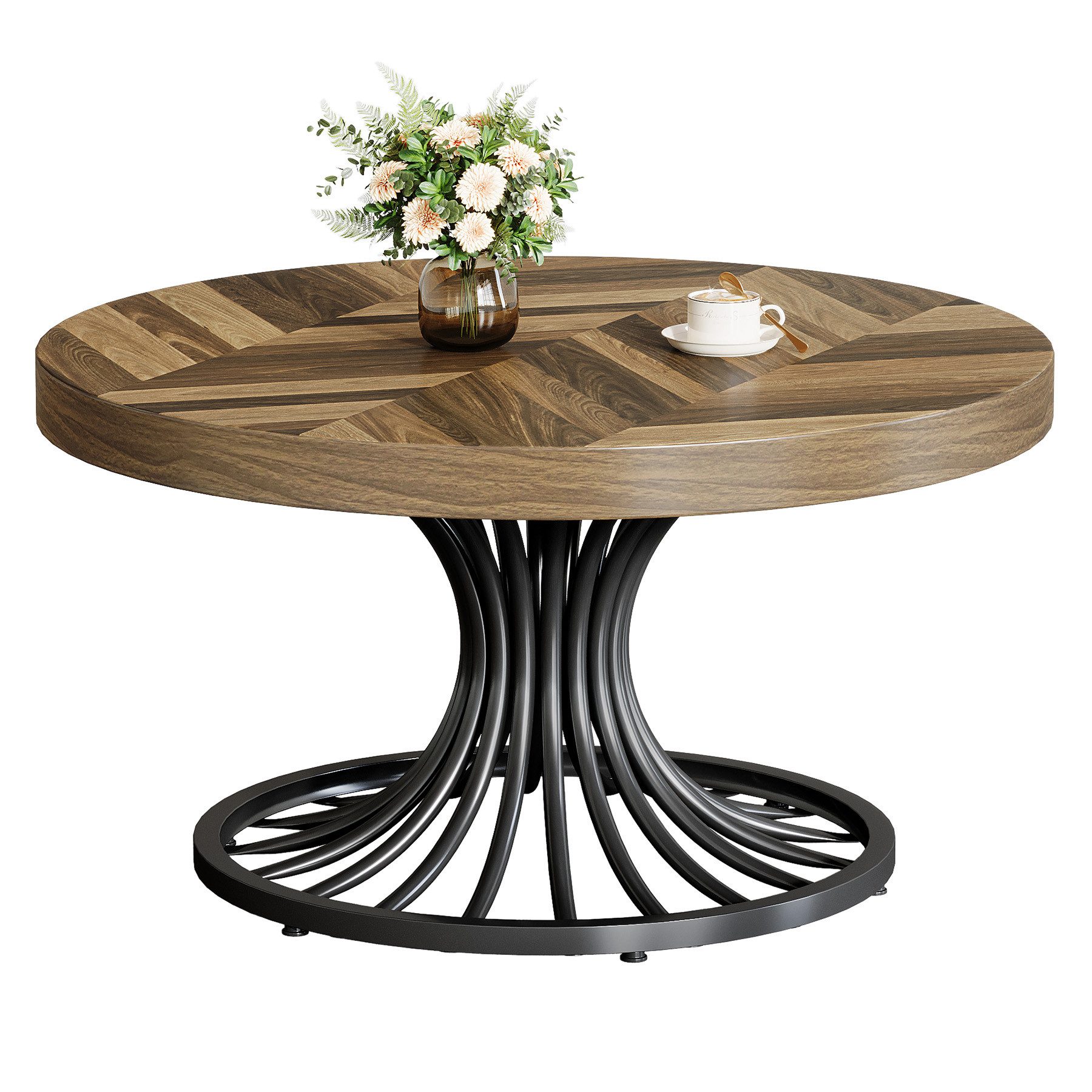 Tribesigns Couchtisch 80 cm großer Runder Couchtisch aus Holz im Farmhouse- günstig online kaufen