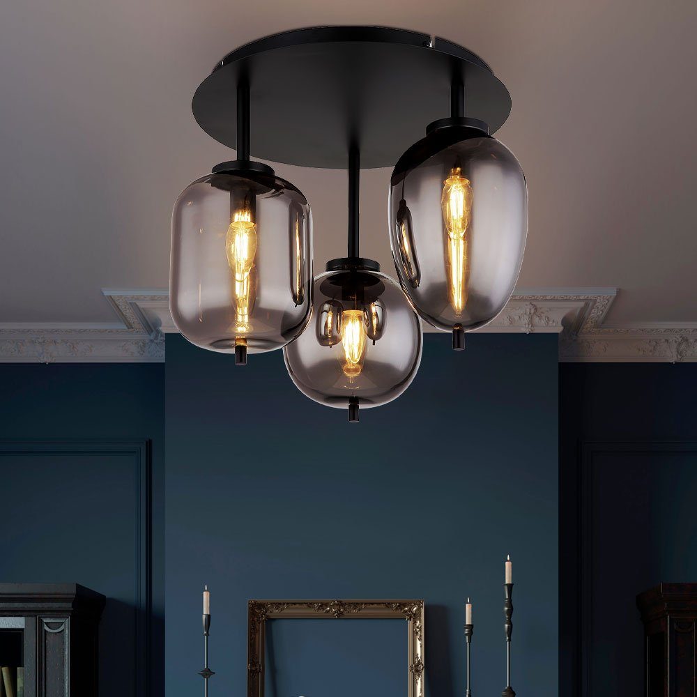 GLOBO LIGHTING Deckenleuchte, Leuchtmittel nicht inklusive, Deckenlampe Glasleuchte 3 flammig Glasschirm