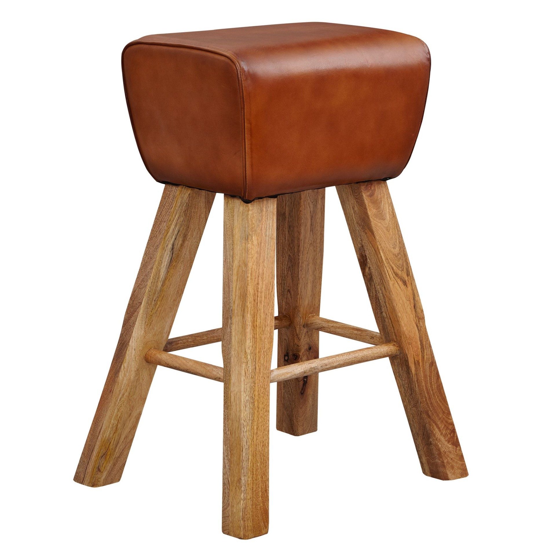 moebelfaktor Barhocker Saltum, Echtleder, Sitzhöhe 75 cm, gepolstert, bunt, Tresenhocker, Landhaus