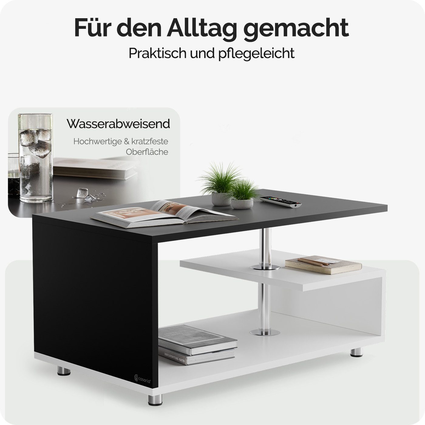 Casaria Couchtisch, Stauraum Ablagen Holz Modern Höhenverstellbar 95x55x50c günstig online kaufen