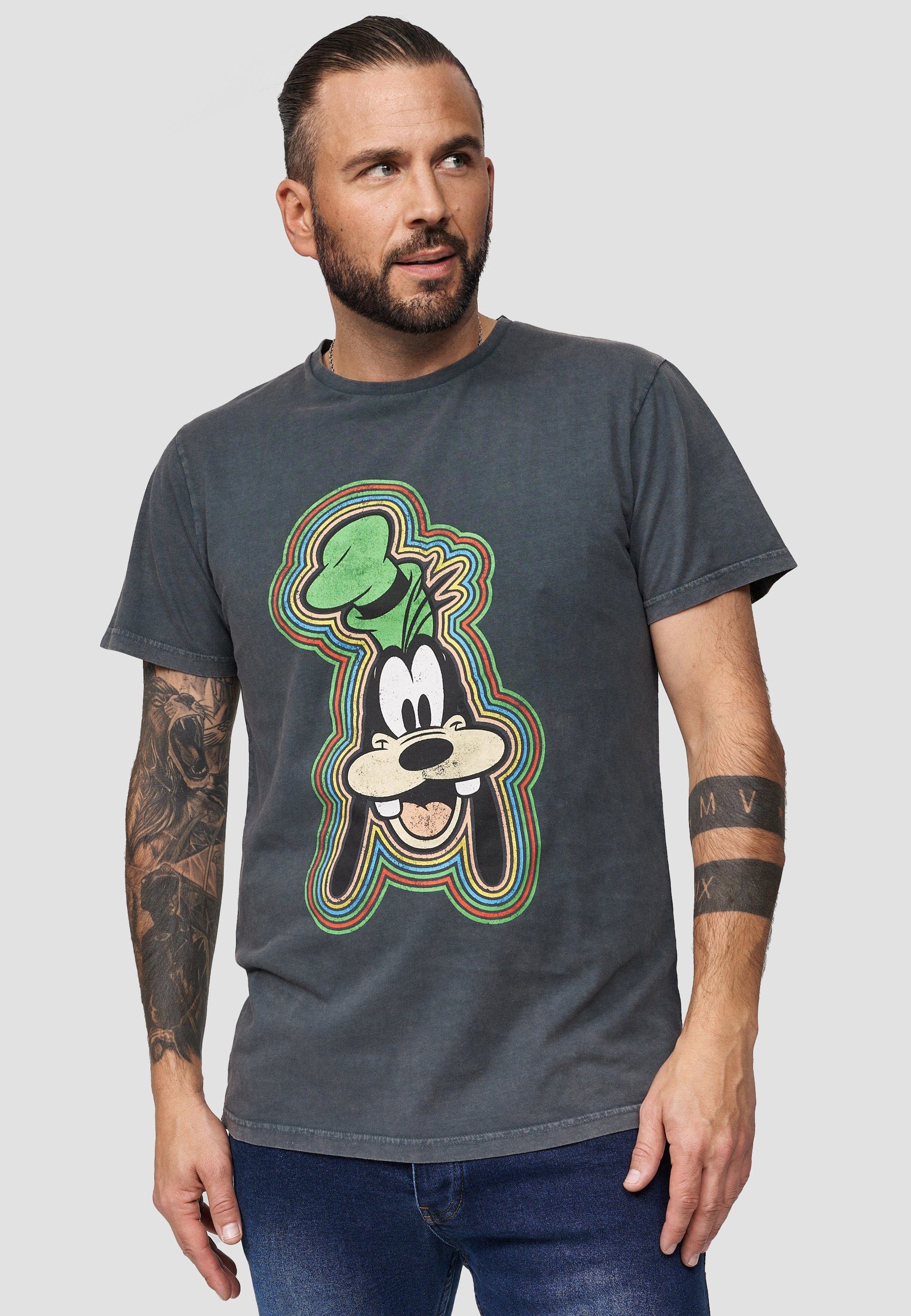 Goofy Recovered Bio-Baumwolle GOTS Outline zertifizierte T-Shirt Kohlegrau Disney