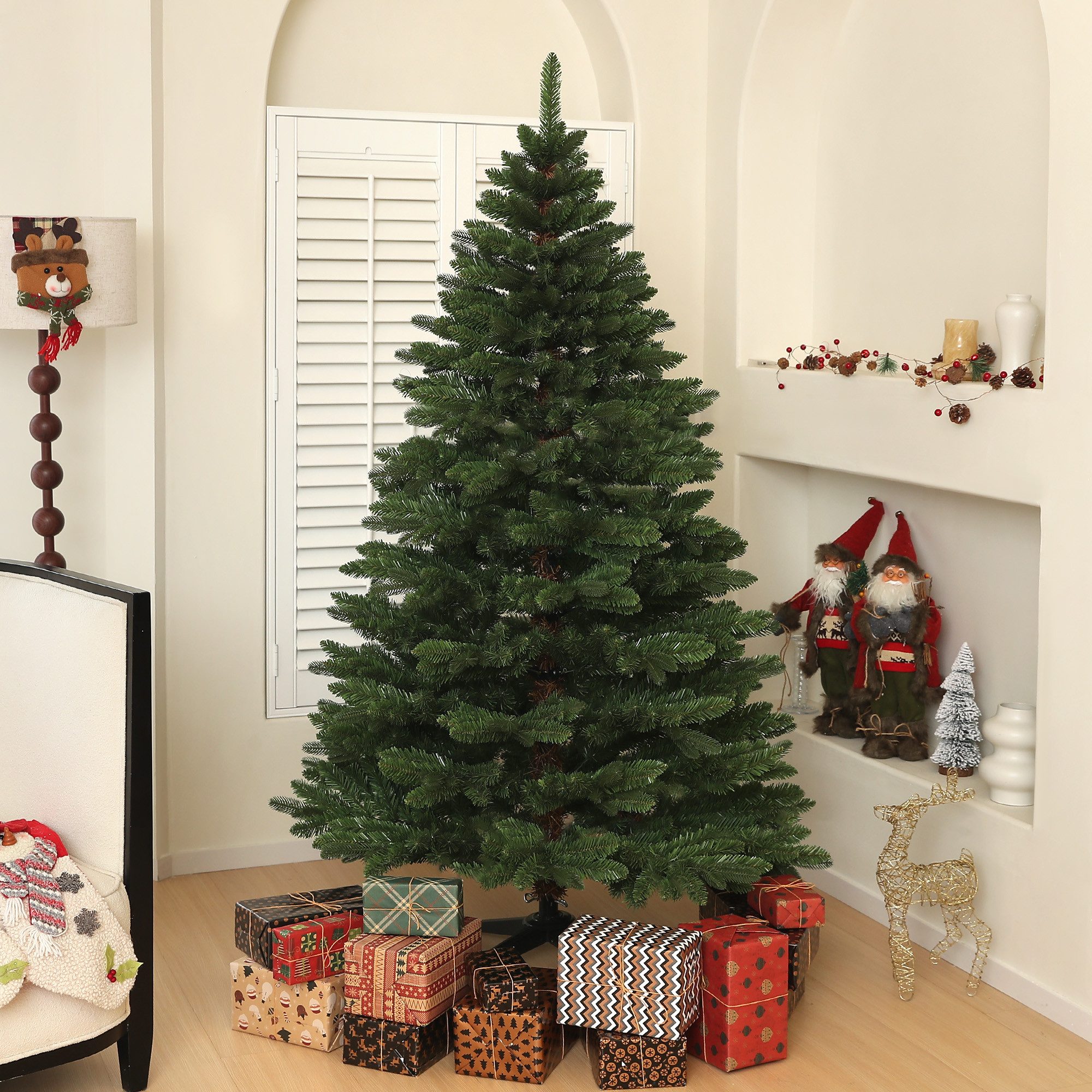 HOMCOM Künstlicher Weihnachtsbaum Christbaum künstlich mit 1050 Spitzen inkl. Metallständer, Kiefer, für Weihnachten Deko, Indoor, Grün