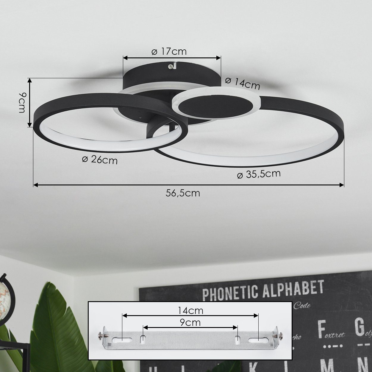 Wandschalter, Deckenlampe Metall/Kunststoff Lumen änderbar »Noci« hofstein LED, dimmbare über in aus 3000 1750 Schwarz/Weiß, dimmbar Deckenleuchte Kelvin,