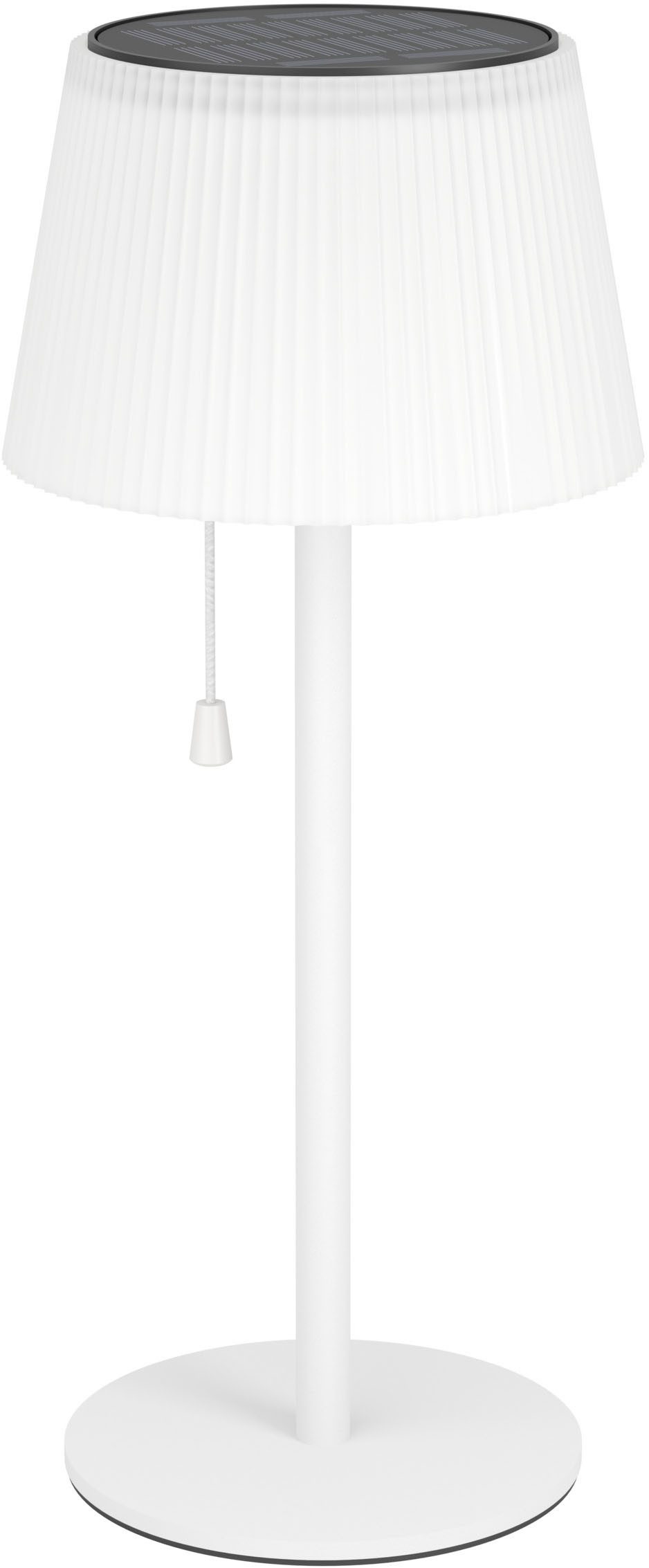 EGLO Tischleuchte SCORDIANO Tischlampe - Stahl - SOLAR-LED - 2,3W - IP44, Ein-/Ausschalter, USB-Anschluss mit Ladefunktion, LED fest integriert, Kaltweiß, Neutralweiß, Warmweiß, Solarleuchte, Außentischleuchte, Akku, Leselampe, H38 x Ø13 cm