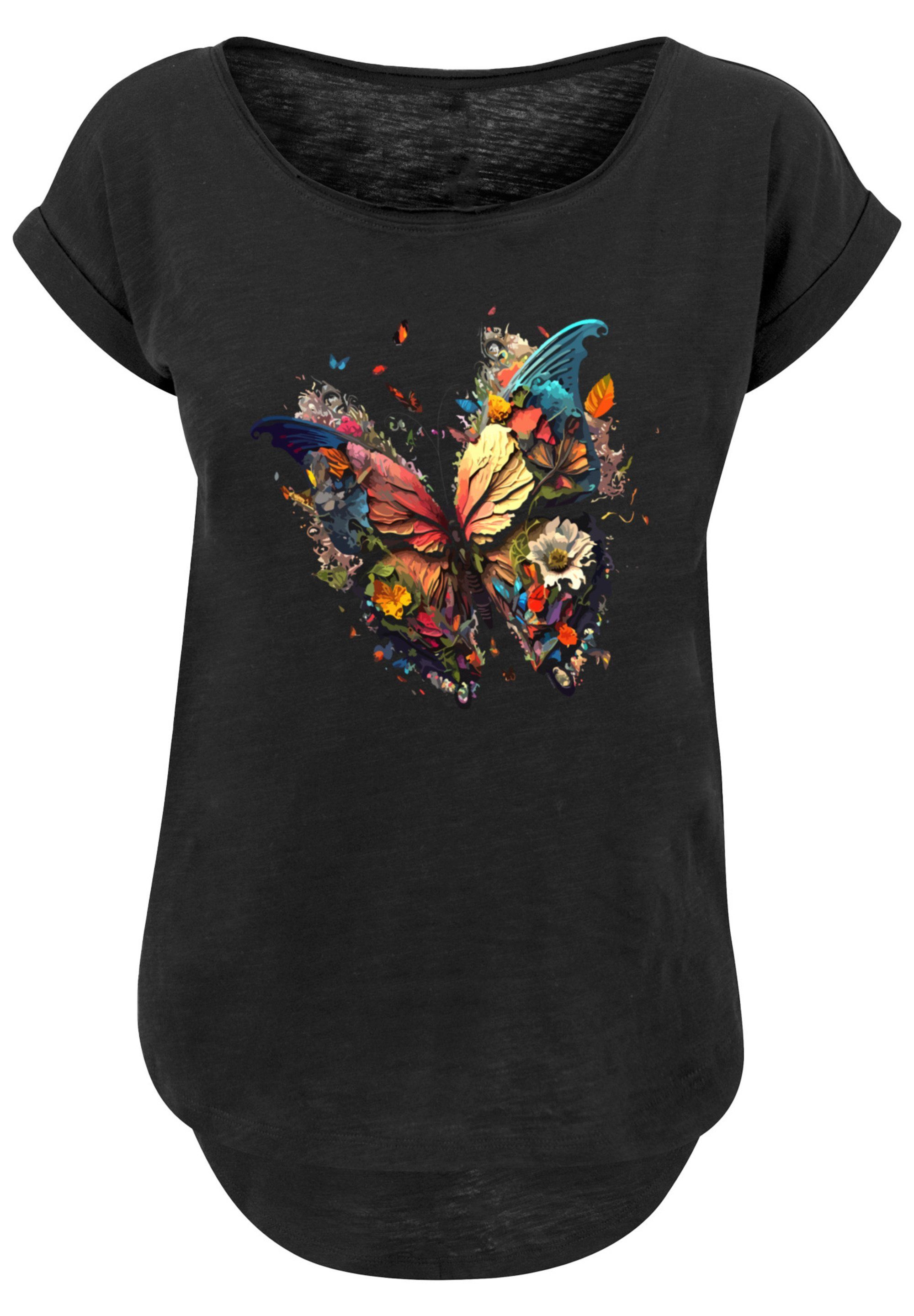 F4NT4STIC T-Shirt Schmetterling Bunt Print, Sehr weicher Baumwollstoff mit  hohem Tragekomfort