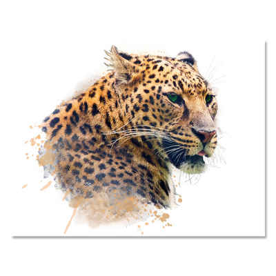 wandmotiv24 Leinwandbild Tiere, Querformat, Leopard, Raubtier, Katze, Tiere (1 St), Wandbild, Wanddeko, Leinwandbilder in versch. Größen