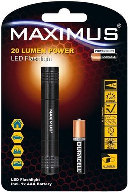 Maximus LED Taschenlampe hohe Leuchtweite (Betriebsdauer 1-5 Stunden, Schwarz), USB-Kabel / Batterien, Leuchtweite 15 - 235m