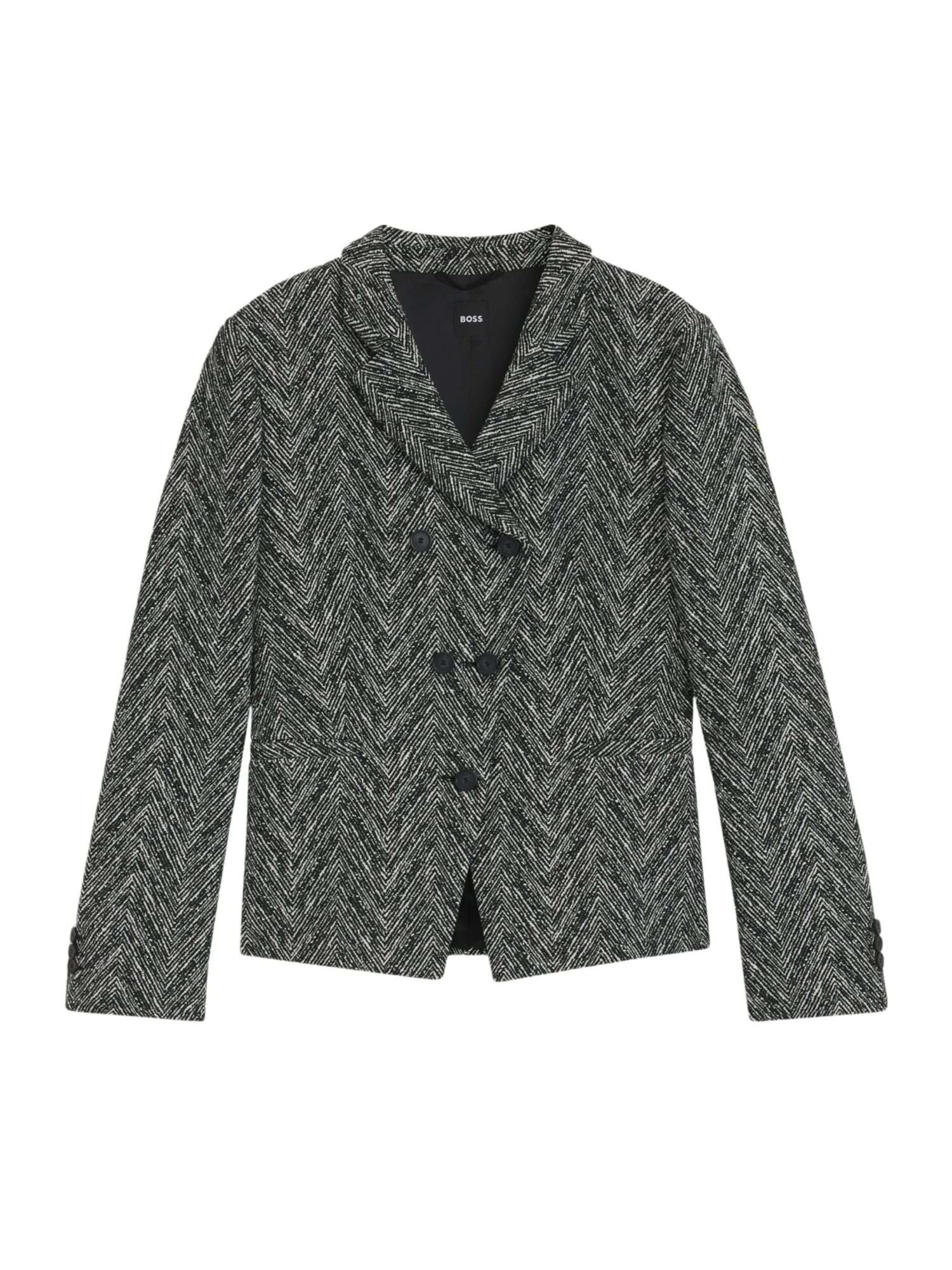 BOSS Kurzjacke grau,Indoor,Baumwolle,Allover-Print,Reverskragen,Lang,Gerade