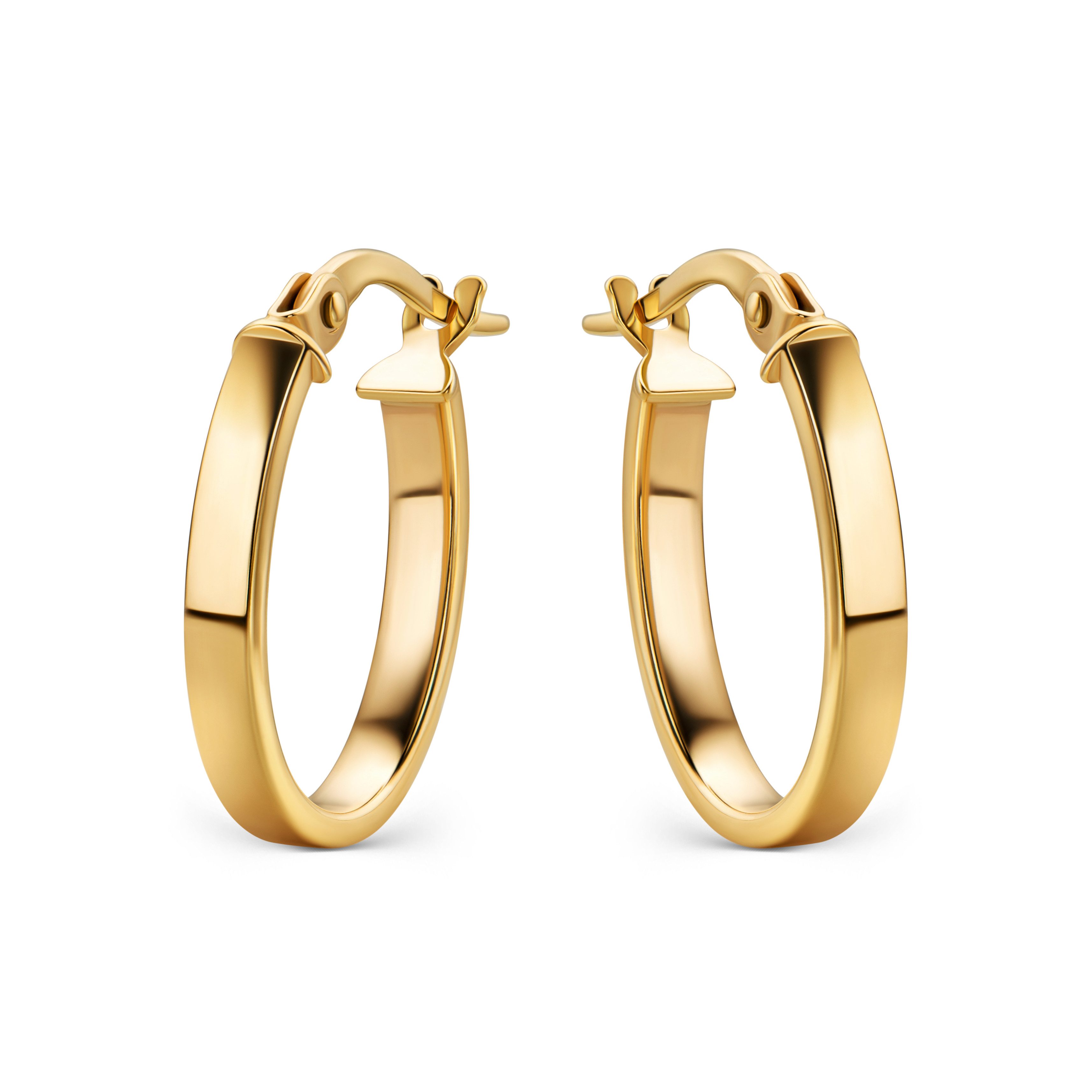 Miore Paar Creolen MSIL920E - aus 9 Karat 375 Gelbgold mit 19 mm Durchmesser, Damenohrringe mit 2,5 mm Breite
