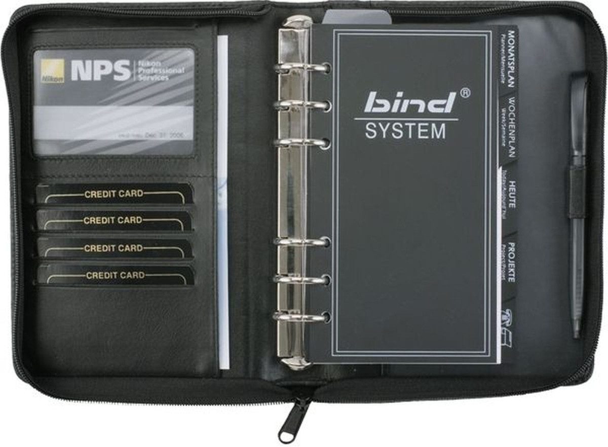BIND Terminplaner Systemplaner Manager A6 Nappaleder ohne Kalendarium schwarz