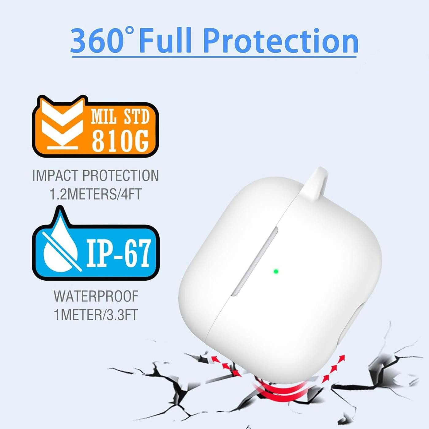 CoolGadget Kopfhörer-Schutzhülle Basic Silikon Hülle für AirPods 4 Schutzhülle mit Karabiner, Soft Touch Case, stoßfest, rutschfest, 360° Schutz, kabellos ladba – Bild 4 von 5