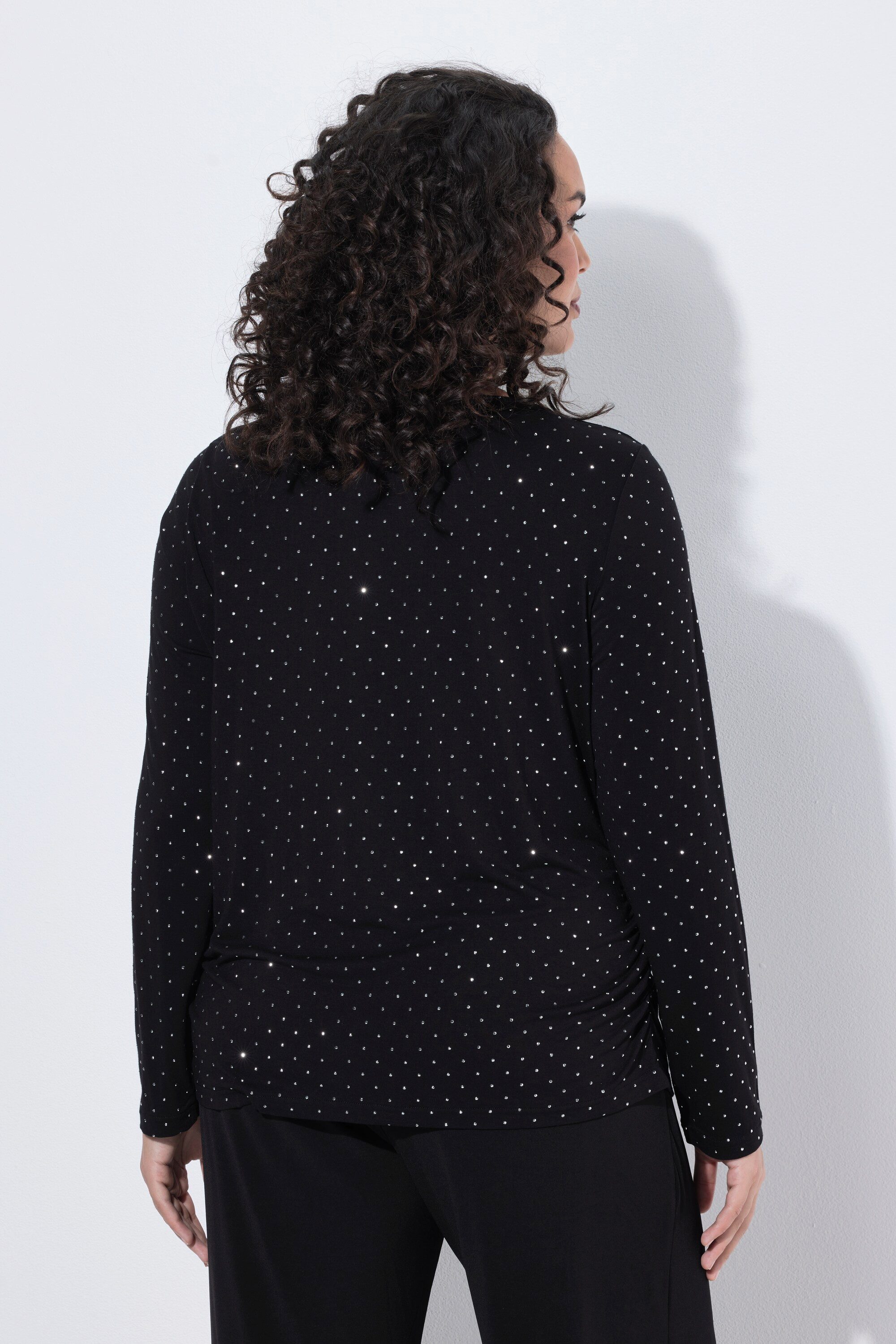 Ulla Popken Longsleeve Shirt Ziersteine Slim Wasserfall-Ausschnitt – Bild 3 von 4