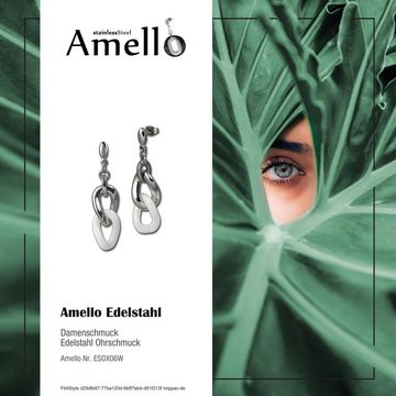 Amello Paar Ohrhänger Amello Ohrringe Edelstahl Keramik (Ohrhänger), Damen Ohrhänger Panzer Big Edelstahl (Stainless Steel), in silberfarbe