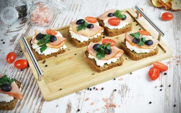 Sendez Servierplatte Serviertablett mit Edelstahlgriffen Tablett Frühstückstablett Servierplatte