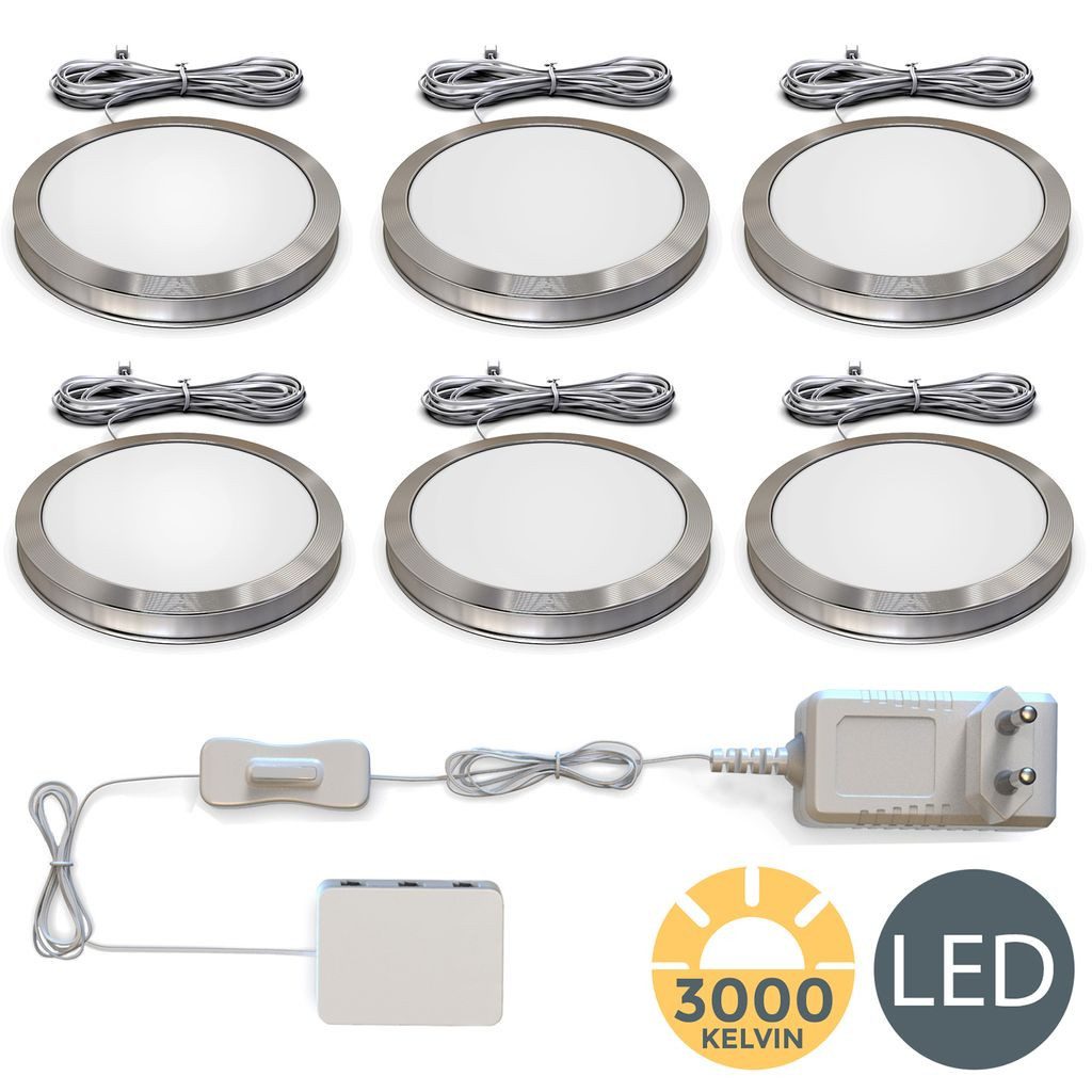 B.K.Licht LED Unterbauleuchte 6er 3.000K Set Kippschalter 6x 1,8W 170lm LED - LED fest LED 6x BKL1187, integriert, Schrankleuchten Vitrinenbeleuchtung Küchenlampen