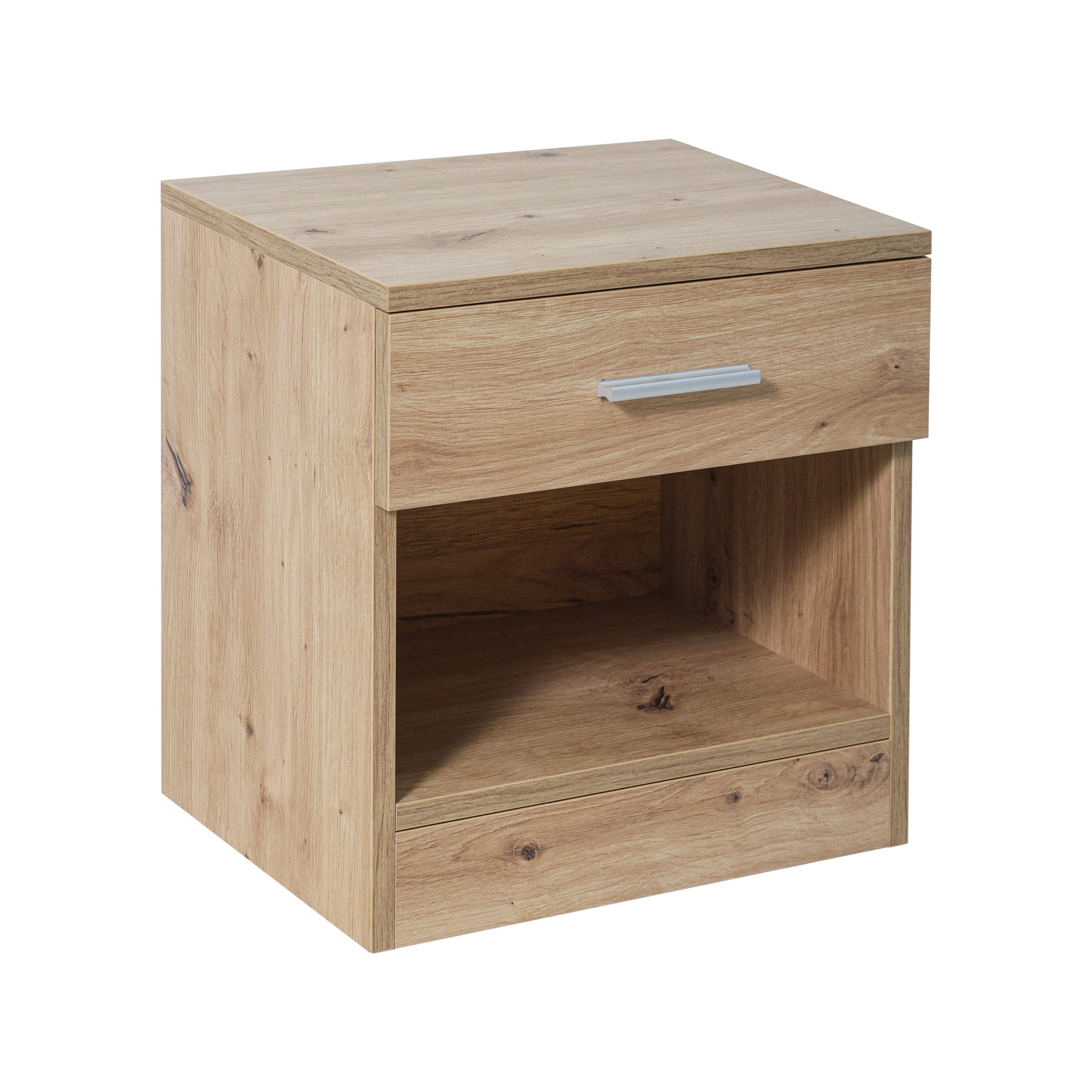 Krok Wood Nachttisch LORA Nachttisch aus Spanplatte, mit Schublade und offenem Fach – Bild 2 von 5