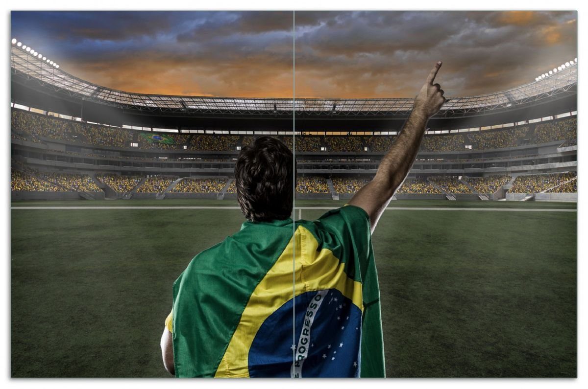 2 ESG-Sicherheitsglas, verschiedene Größen inkl. Stadion, Fußballspieler Noppen), im tlg., 5mm Wallario Brasilianischer Herd-Abdeckplatte (Glasplatte,