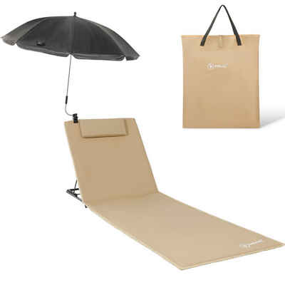 HOMECALL Strandtuch Strandmatte Liegestuhl Strandliege klappbar leicht, Gepolsterte Textilene, Schnell Trocknet, 6 fach verstellbarer, mit Tasche, 200x60cm