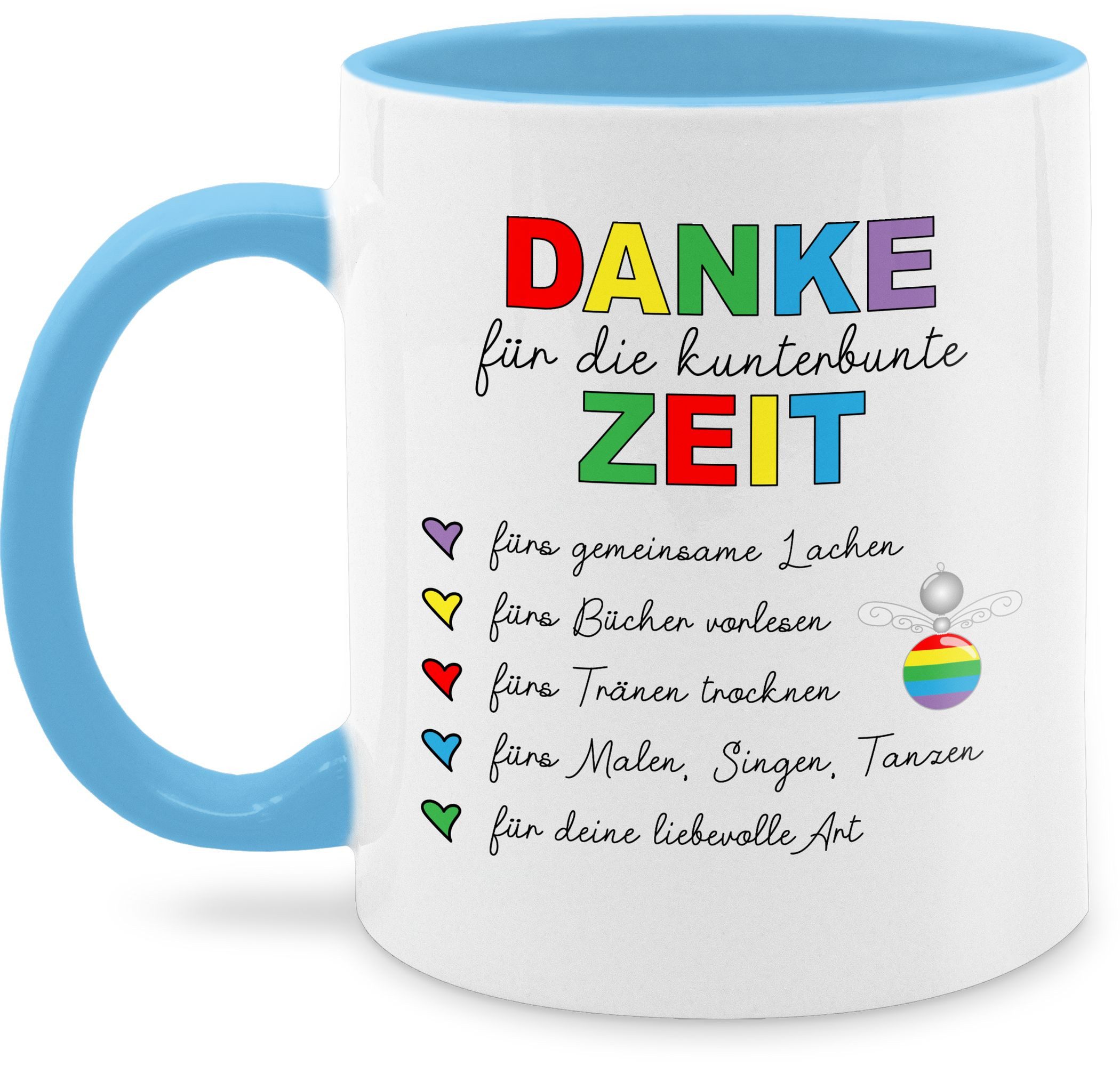 Shirtracer Tasse Danke für die kunterbunte Zeit, Abschiedsgeschenk Erzieherin, Erzieh, Keramik, Erzieher