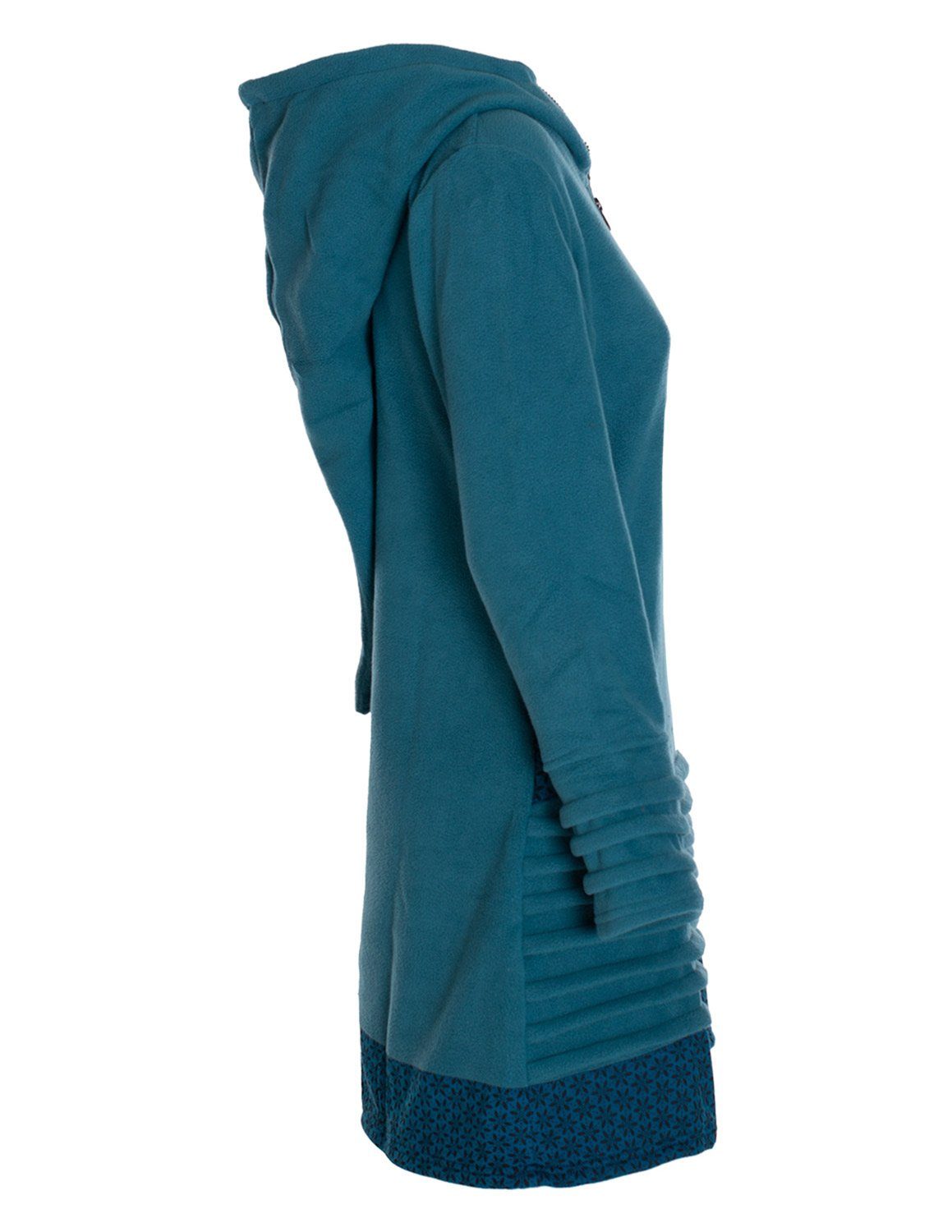 Vishes Kurzmantel Lange Fleecejacke Hippiemantel Übergangsjacke Zipfelkapuze Goa Style, Microfleece