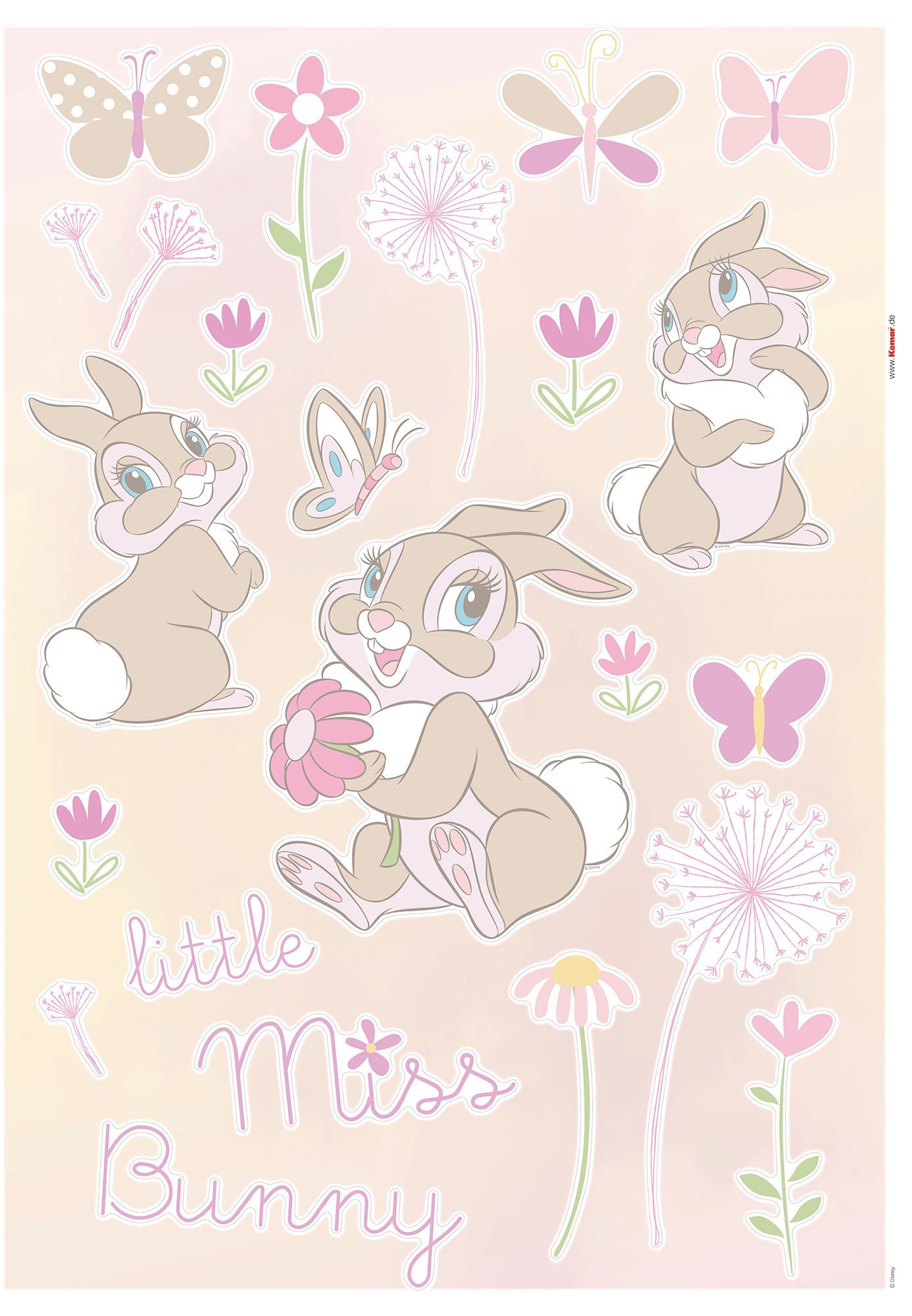 Komar Wandtattoo Little Miss Bunny - Größe 50 x 70 cm (24 St), selbstklebend, Wandsticker, Kinderzimmer