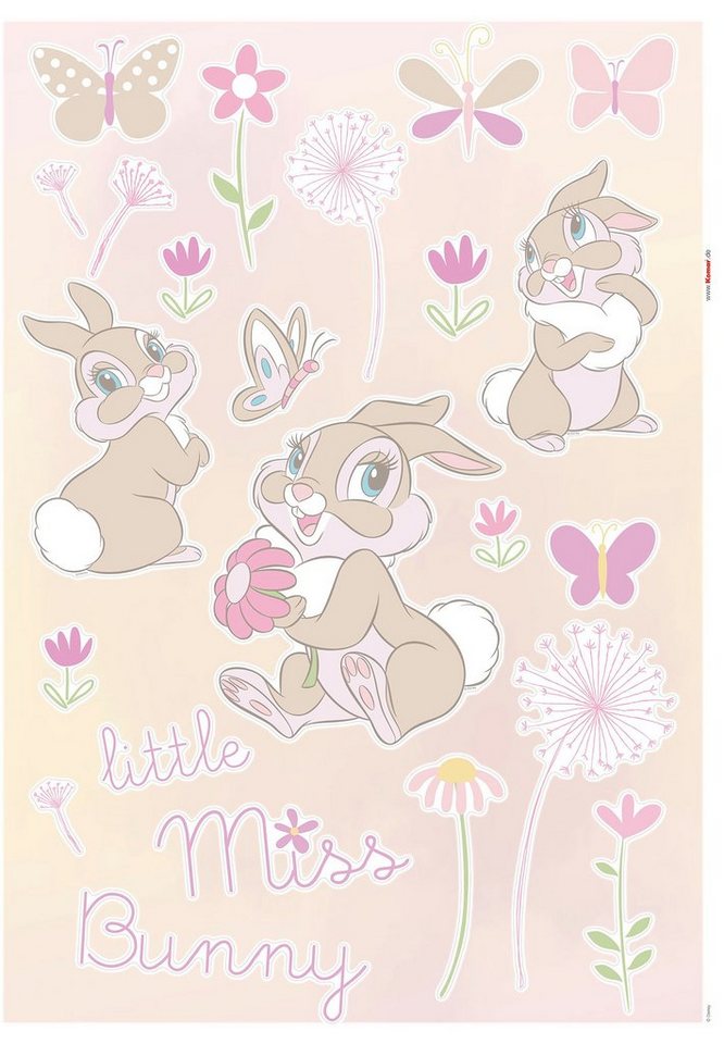 Komar Wandtattoo Little Miss Bunny (24 St), 50x70 cm (Breite x Höhe), selbstklebendes  Wandtattoo