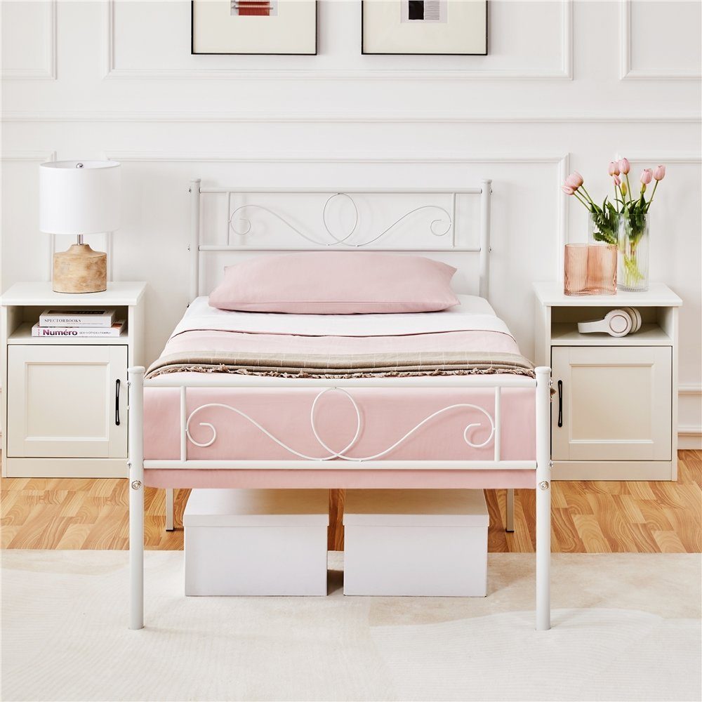 Yaheetech Bettgestell Metallbett mit Kopfteil, Einzelbett/Doppelbett günstig online kaufen
