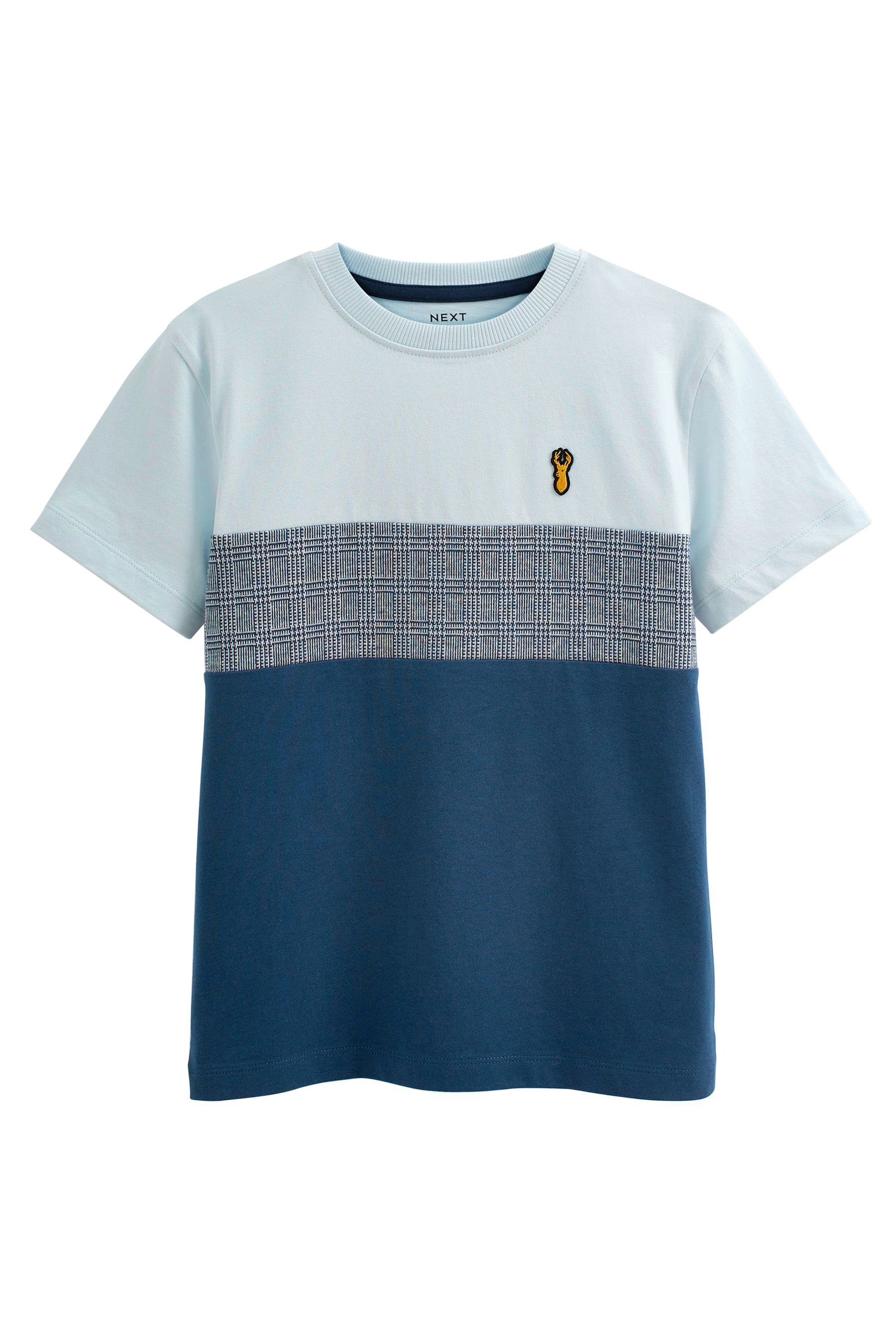 Next T-Shirt T-Shirt in Blockfarben (1-tlg) Blue Check Texture | T-Shirts