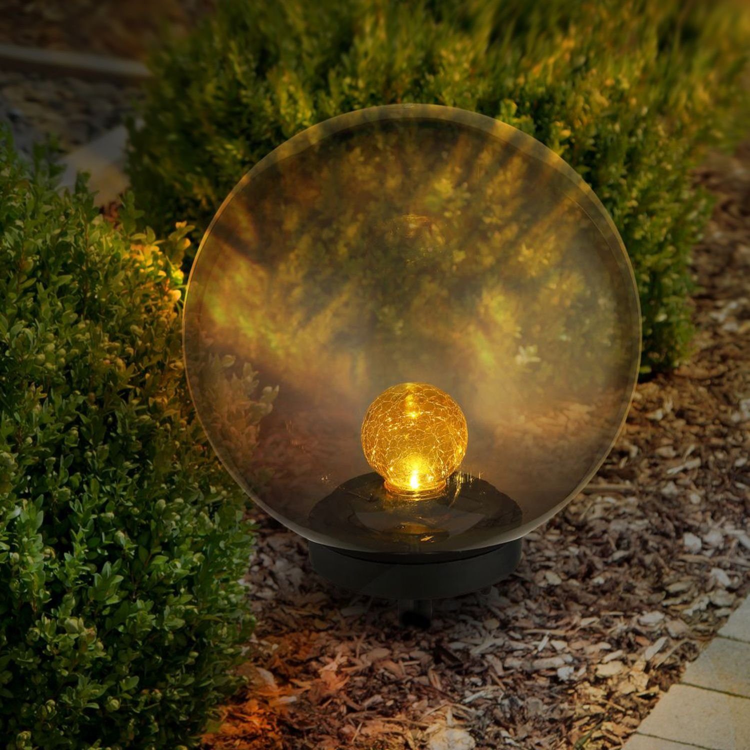Globo LED Solarleuchte GLOBO Solarleuchte Garten Kugeln Glas Solarlampe Außen Außenleuchte