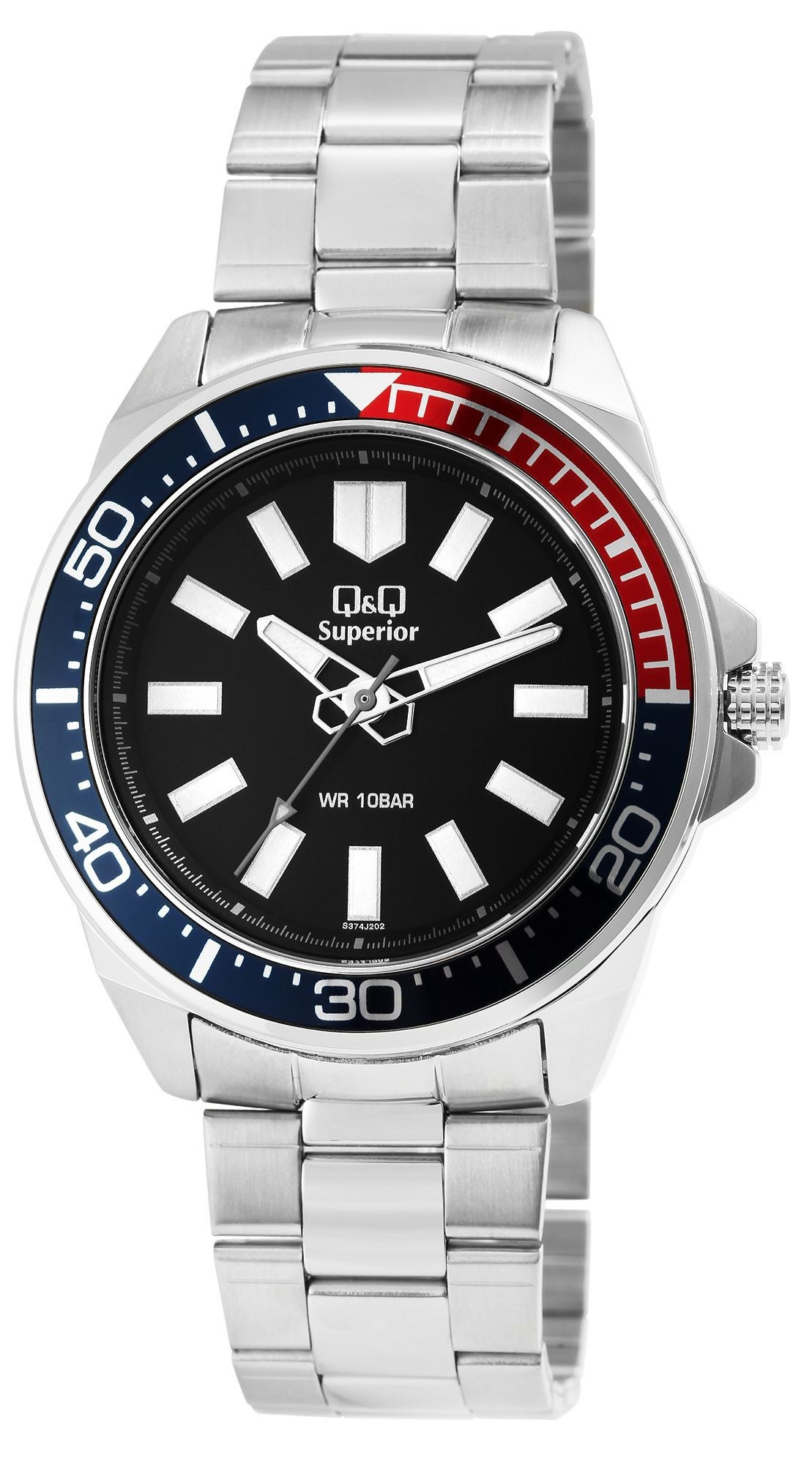 Quarzuhr S374J202Y Q&Q Herrenuhr aus Edelstahl, 10 bar
