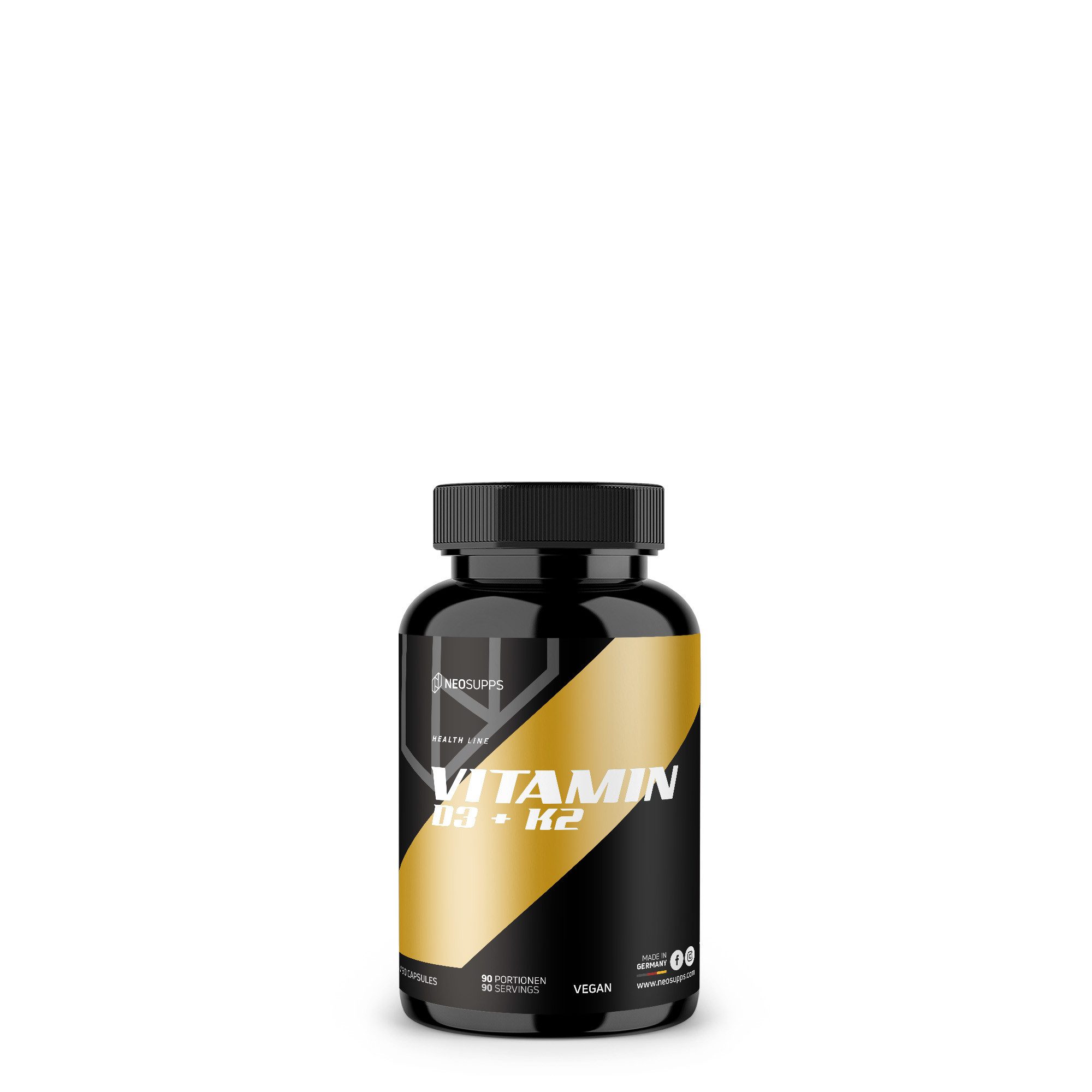 Neosupps Vitamin D3 + K2 hochdosiert, 90 Kapseln, Made in Germany Kapseln