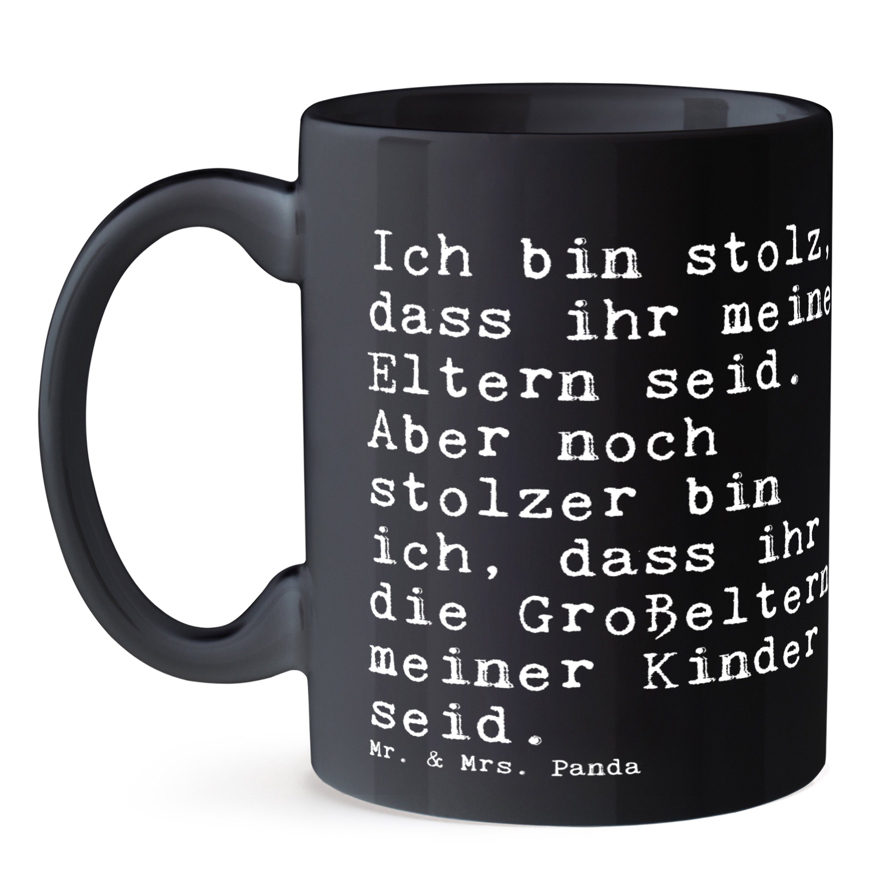 Geschenk, Tasse Mr. Schwarz Geschenk, Oma Becher, Mrs. - dass... Schwarz & - Ich Panda Opa Keramik stolz, bin