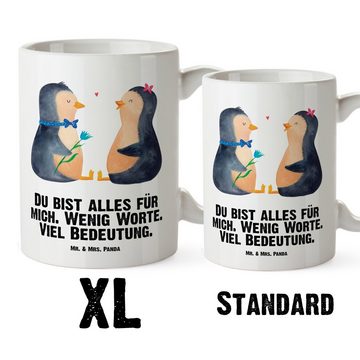 Mr. & Mrs. Panda Tasse Pinguin Pärchen - Weiß - Geschenk, XL Teetasse, Große Tasse, große Li, XL Tasse Keramik, Liebevolles Design