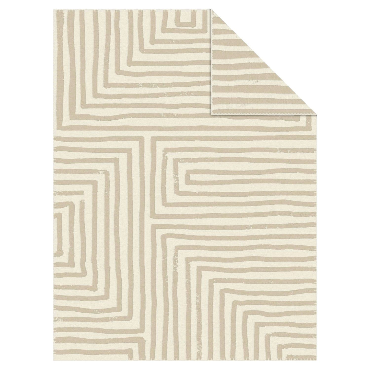 Wohndecke KOLO, 150 x 200 cm, Beige, Weiß, Mischgewebe, IBENA, Made in Germ günstig online kaufen