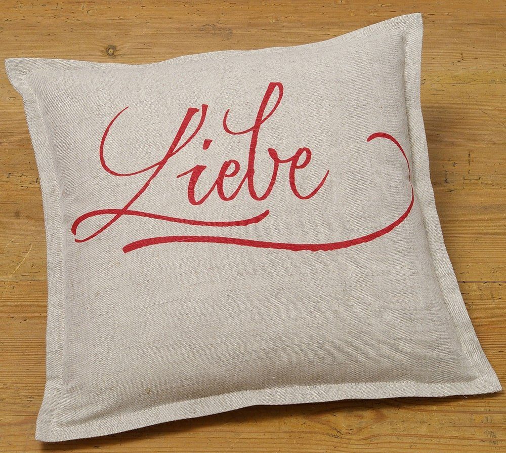 Kissenbezüge Kissen-Bezug 40x40 cm mit Spruch LIEBE rot beige Baumwolle-Mix, matches21 HOME & HOBBY (1 Stück), Wohnzimmer Kissen-Hülle als Deko-Kissen Zier-Kissen Sofa-Kissen