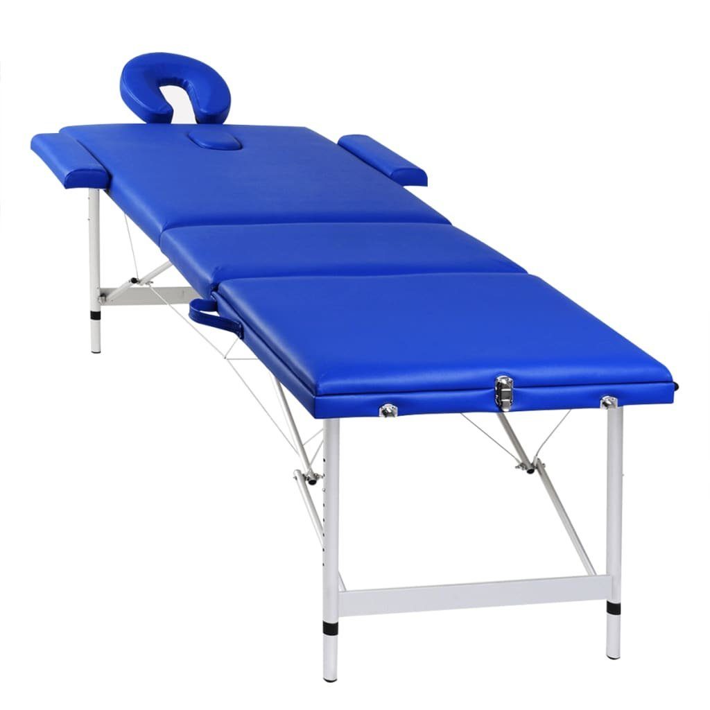 Massagetisch Aluminiumrahmen, faltbar Zonen Blau 3 mit Massageliege vidaXL