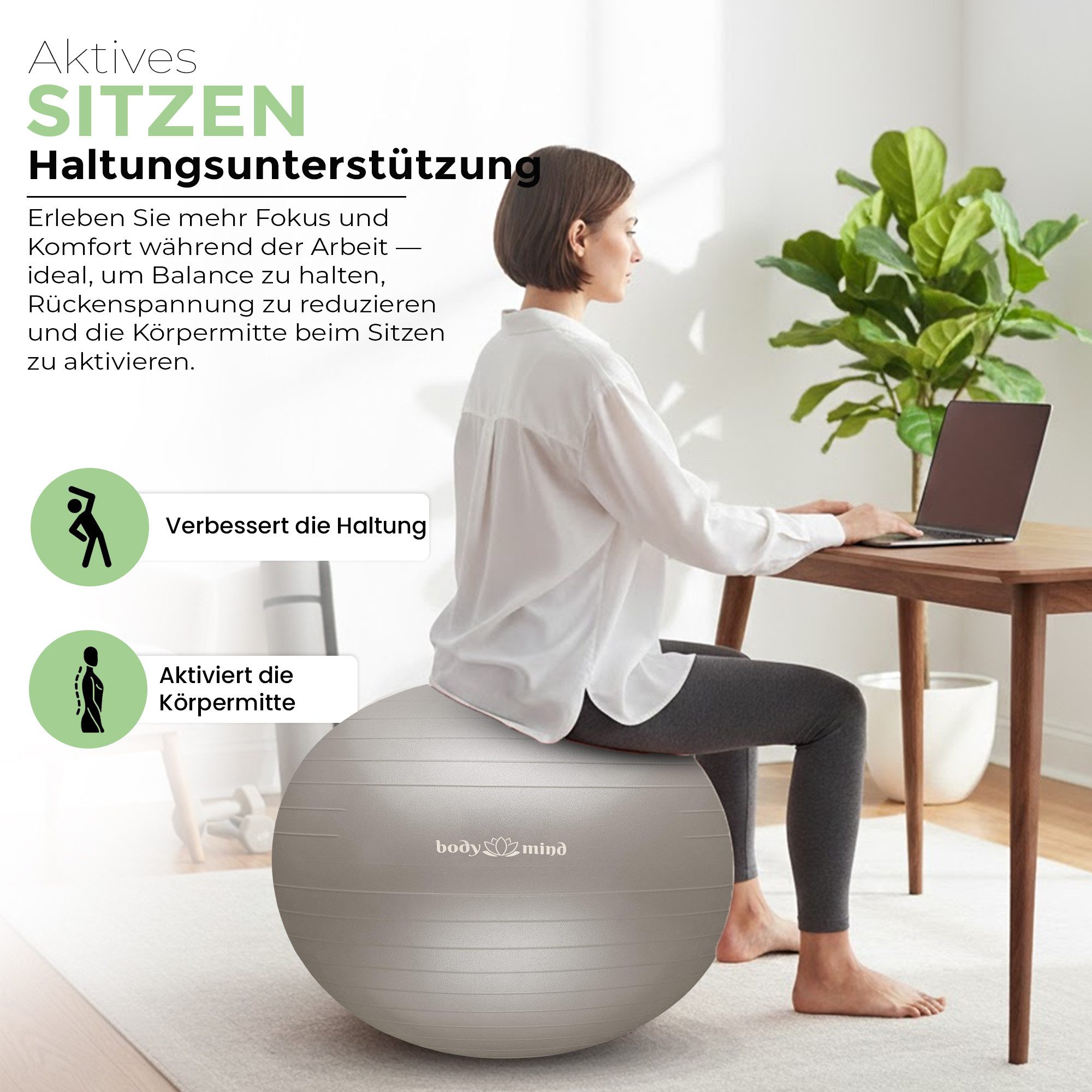 Body & Mind Gymnastikball Gymnastik & Fitnessball für Yoga,Pilates inkl.Pumpe