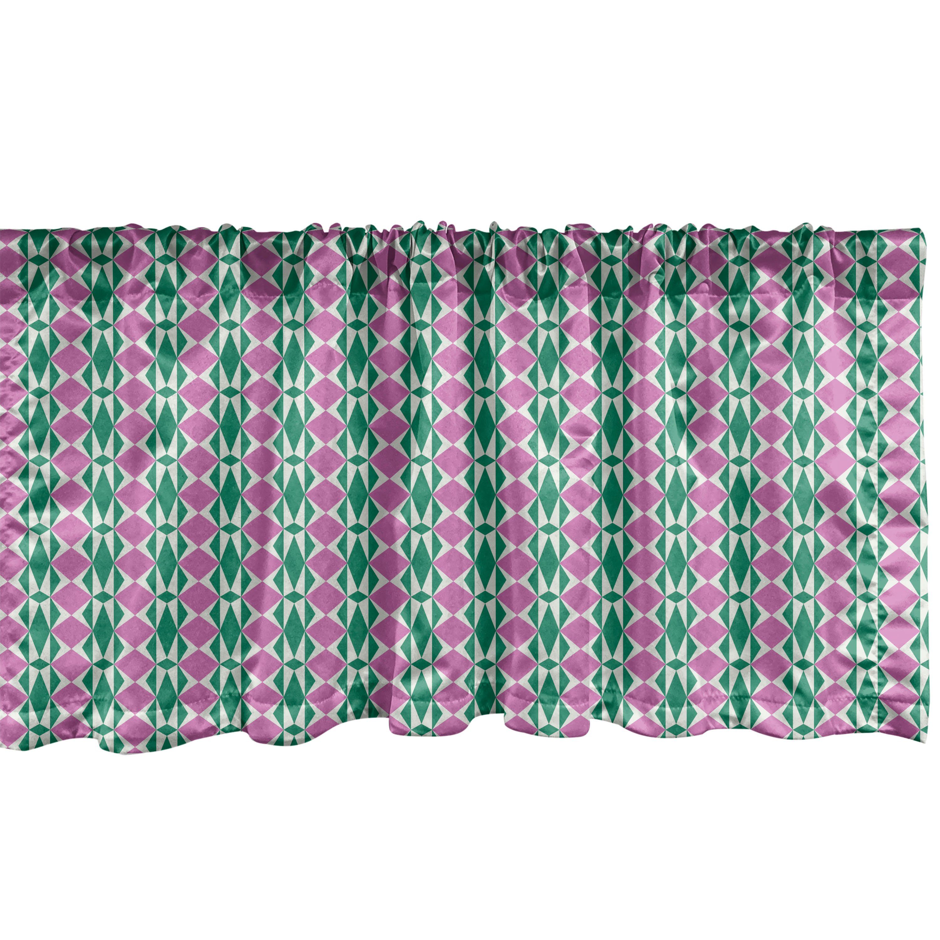 Scheibengardine Vorhang für Zier mit Schlafzimmer Küche Abakuhaus, Dekor Stangentasche, Abstrakt Volant Diamant-Formen Microfaser